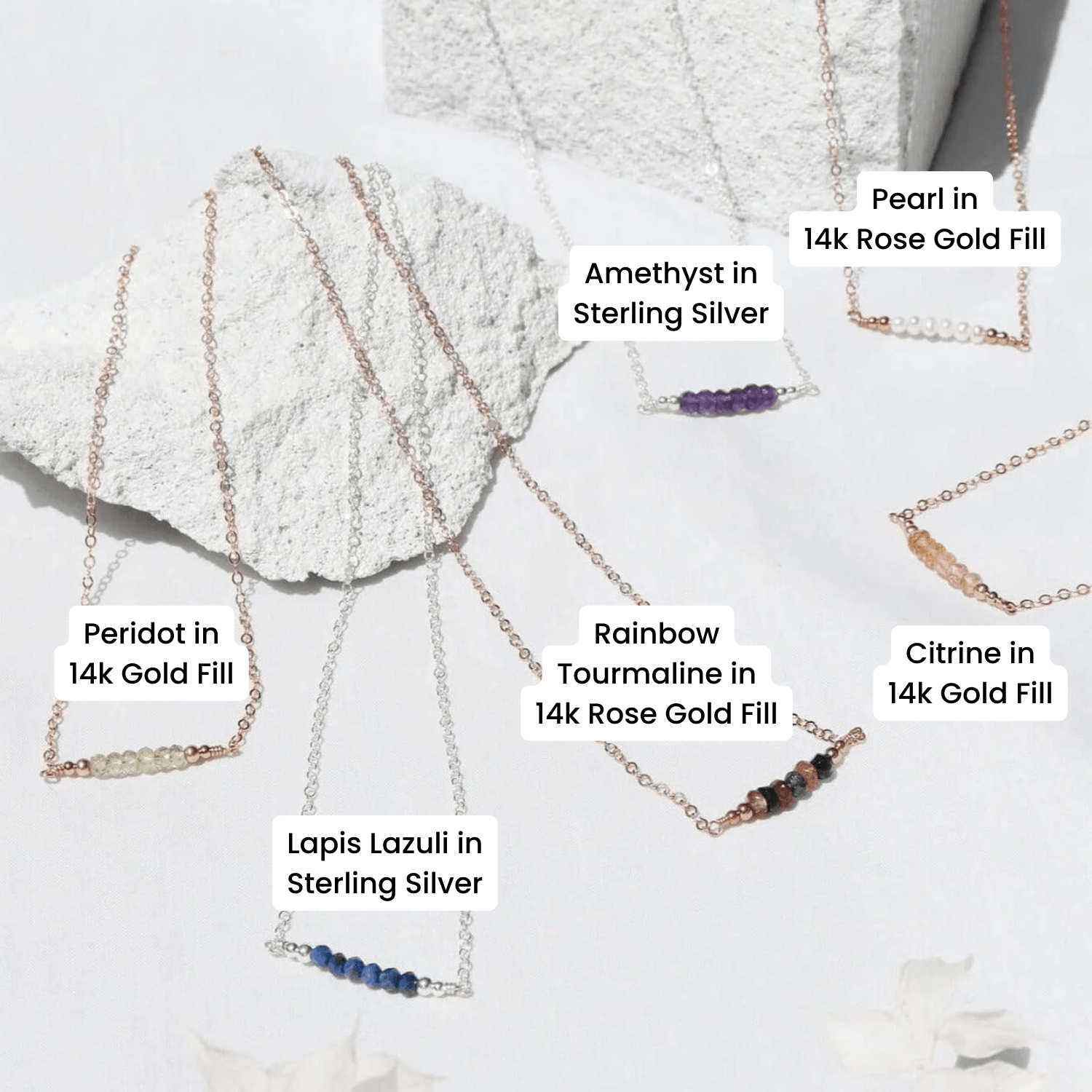 Custom Sparkling Gemstone Faceted Bead Bar Necklace