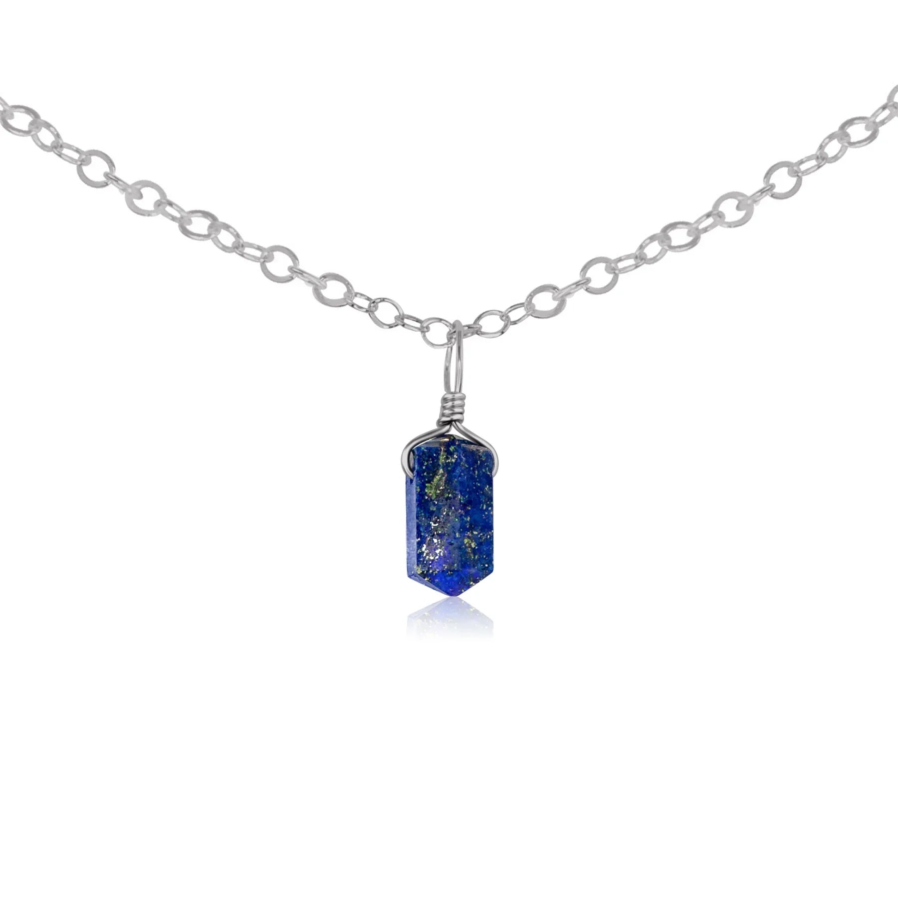 Lapis Lazuli Mini Double Terminated Crystal Point Pendant Choker Necklace
