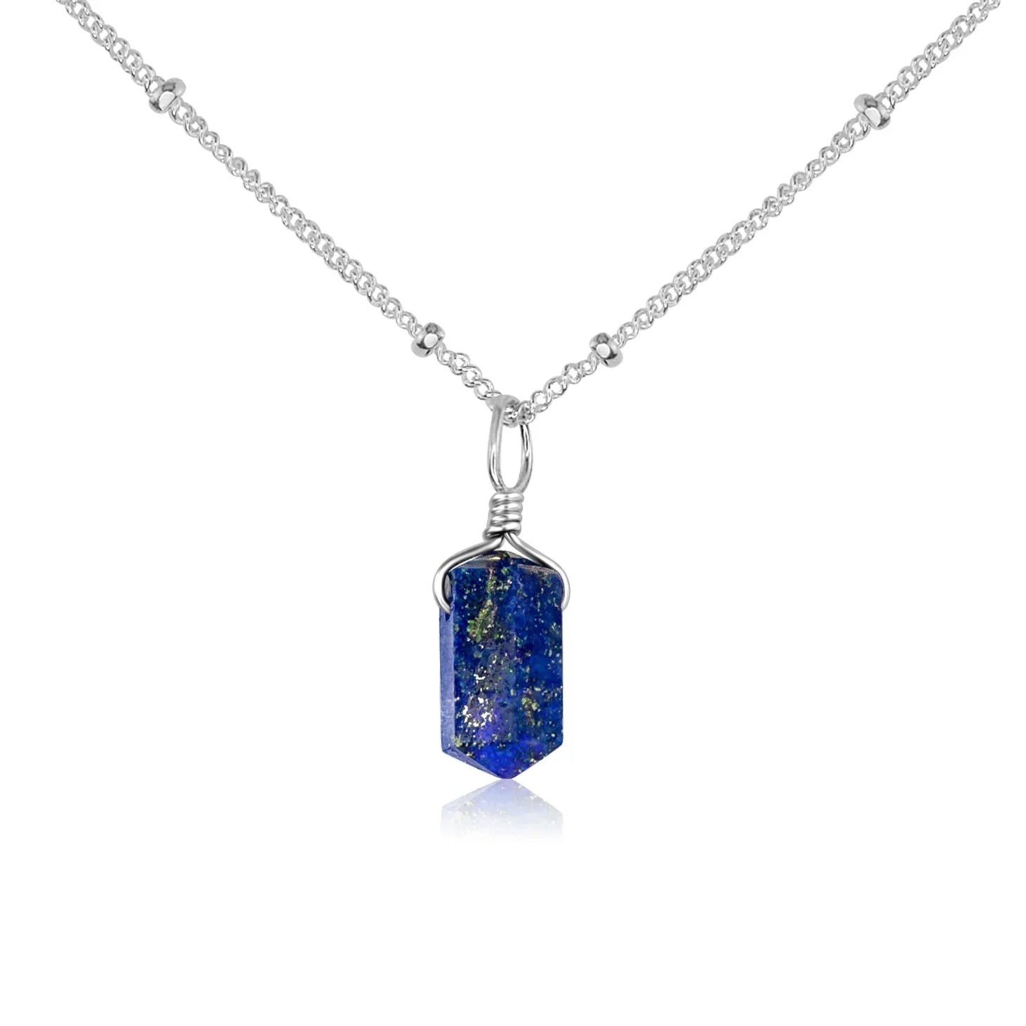 Lapis Lazuli Mini Double Terminated Crystal Point Pendant Necklace