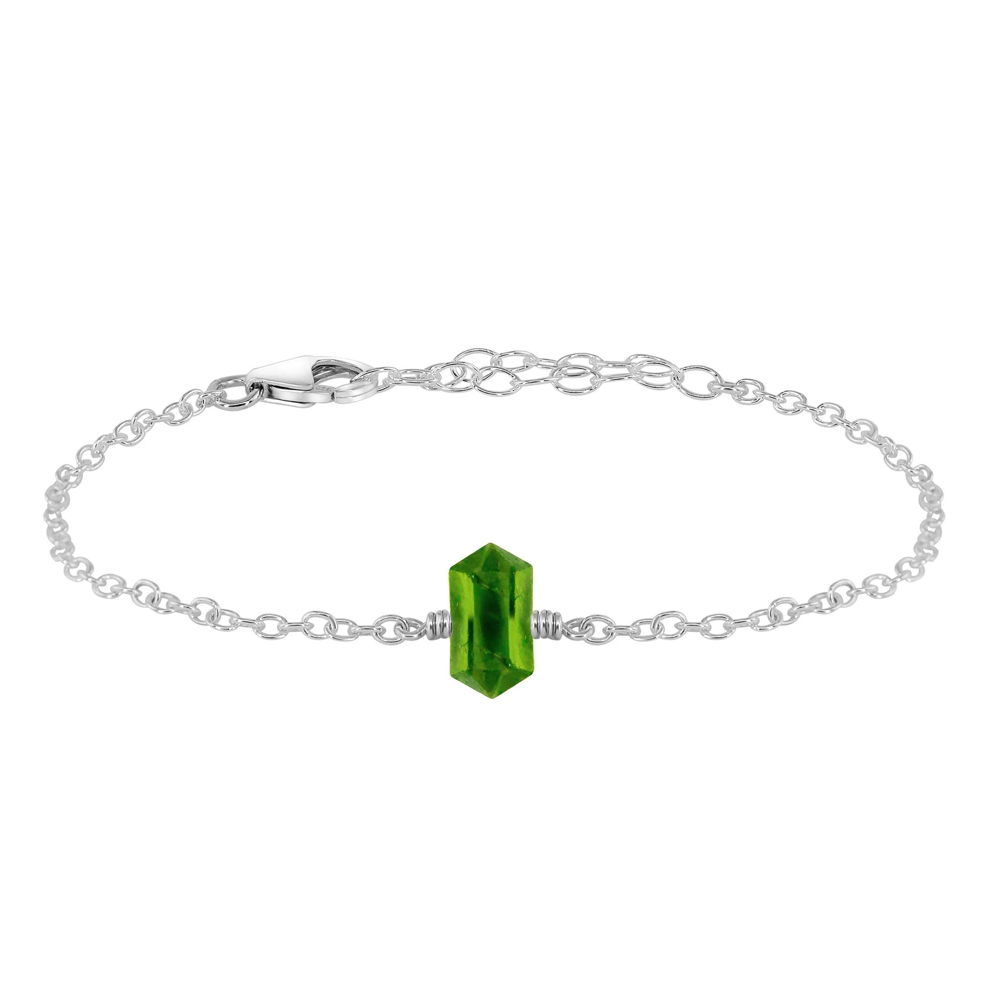 Peridot Double Terminated Mini Crystal Point Bracelet