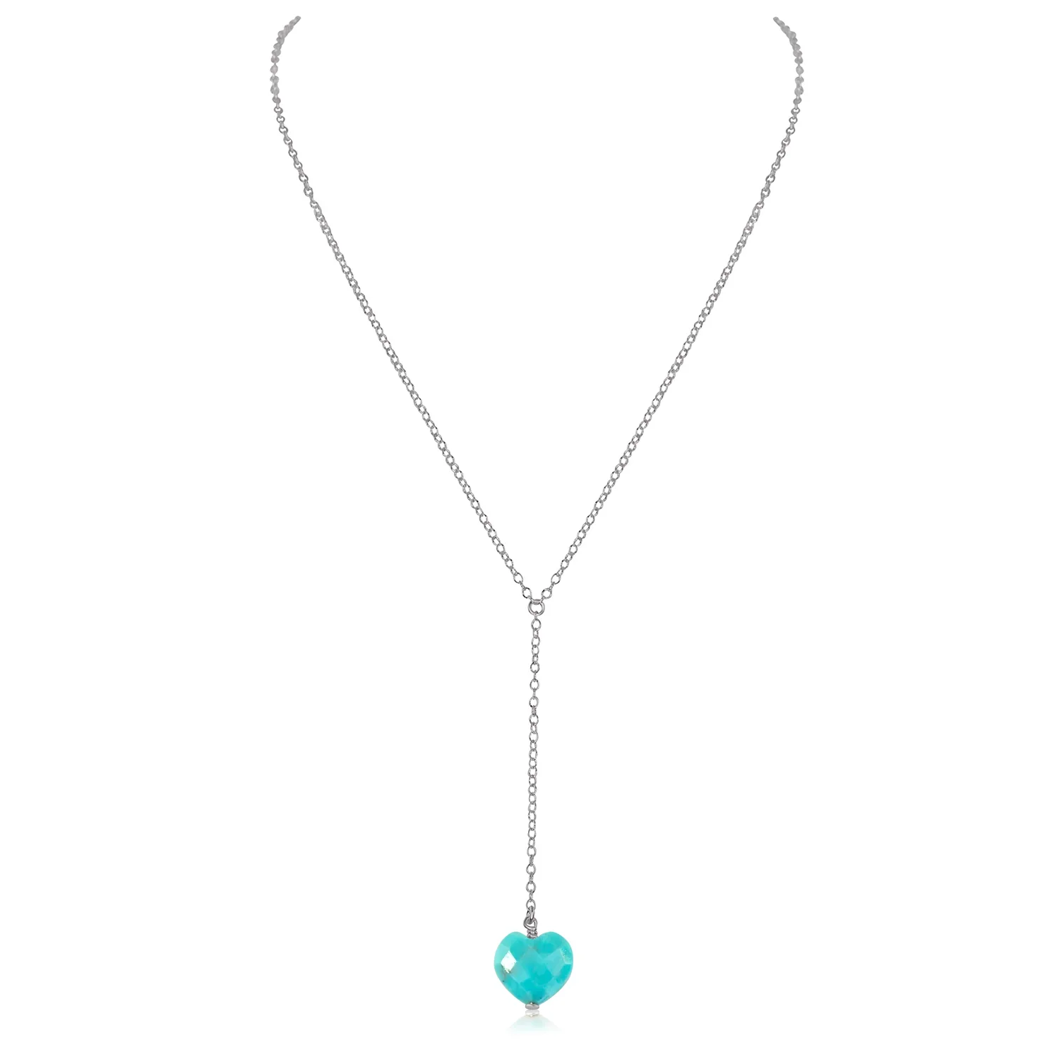 Turquoise Crystal Heart Lariat Necklace