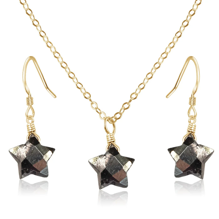 Little Pyrite Crystal Star Jewellery Set