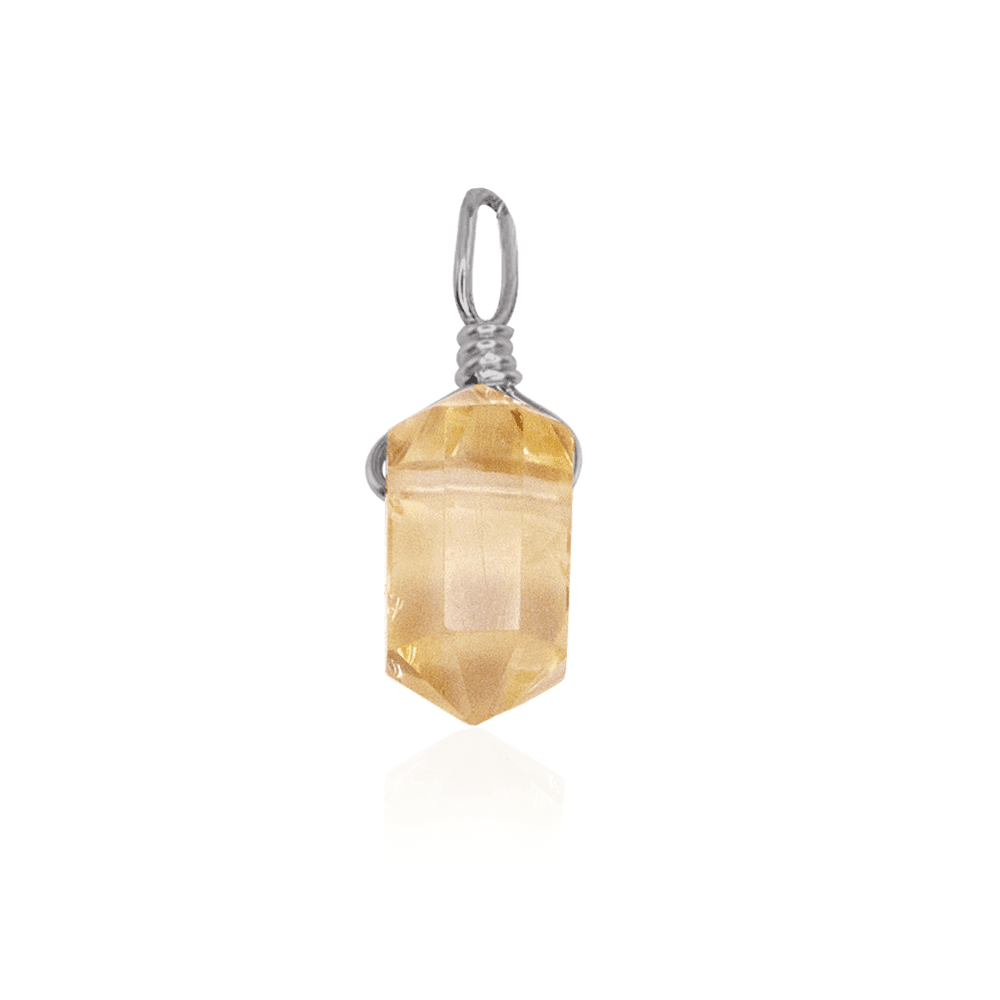 Citrine Mini Double Terminated Crystal Point Pendant - Citrine Mini Double Terminated Crystal Point Pendant - Stainless Steel - Luna Tide Handmade Crystal Jewellery