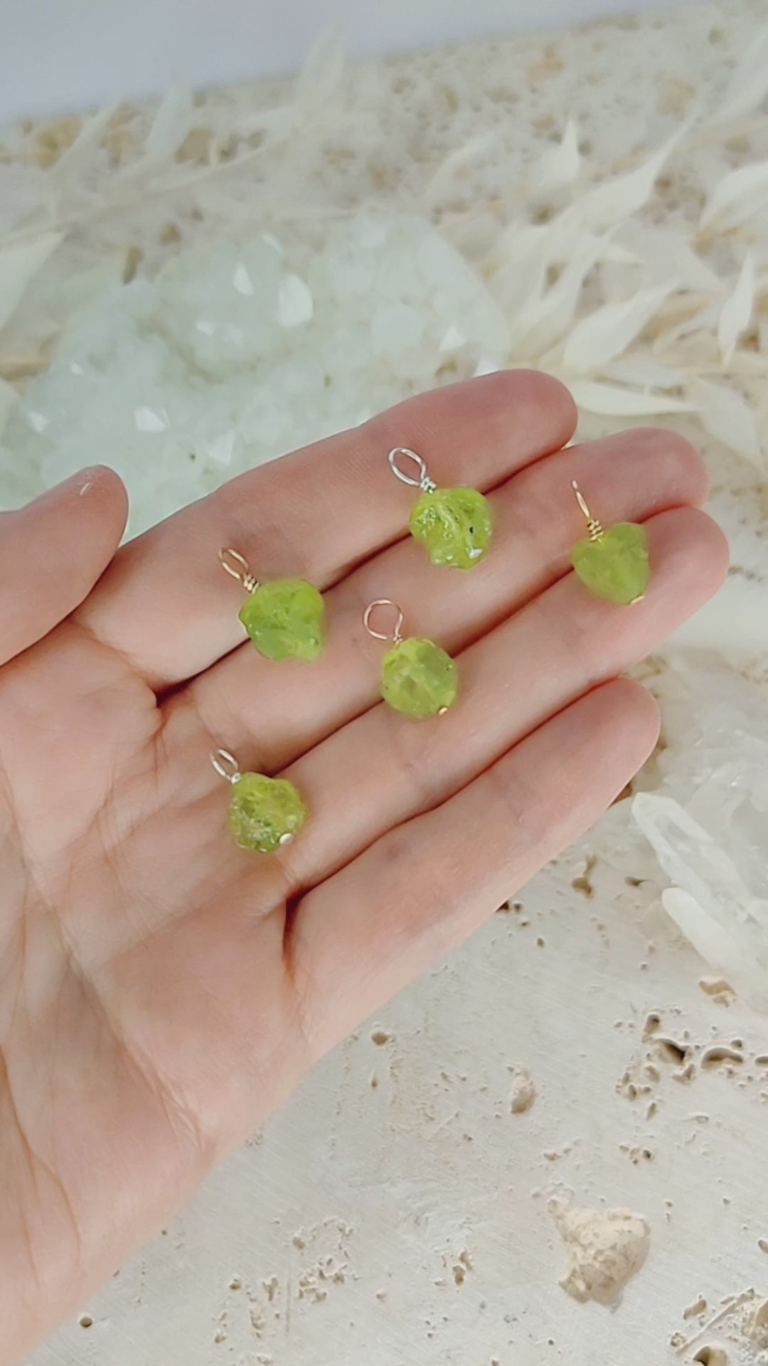 Tiny Raw Peridot Crystal Pendant