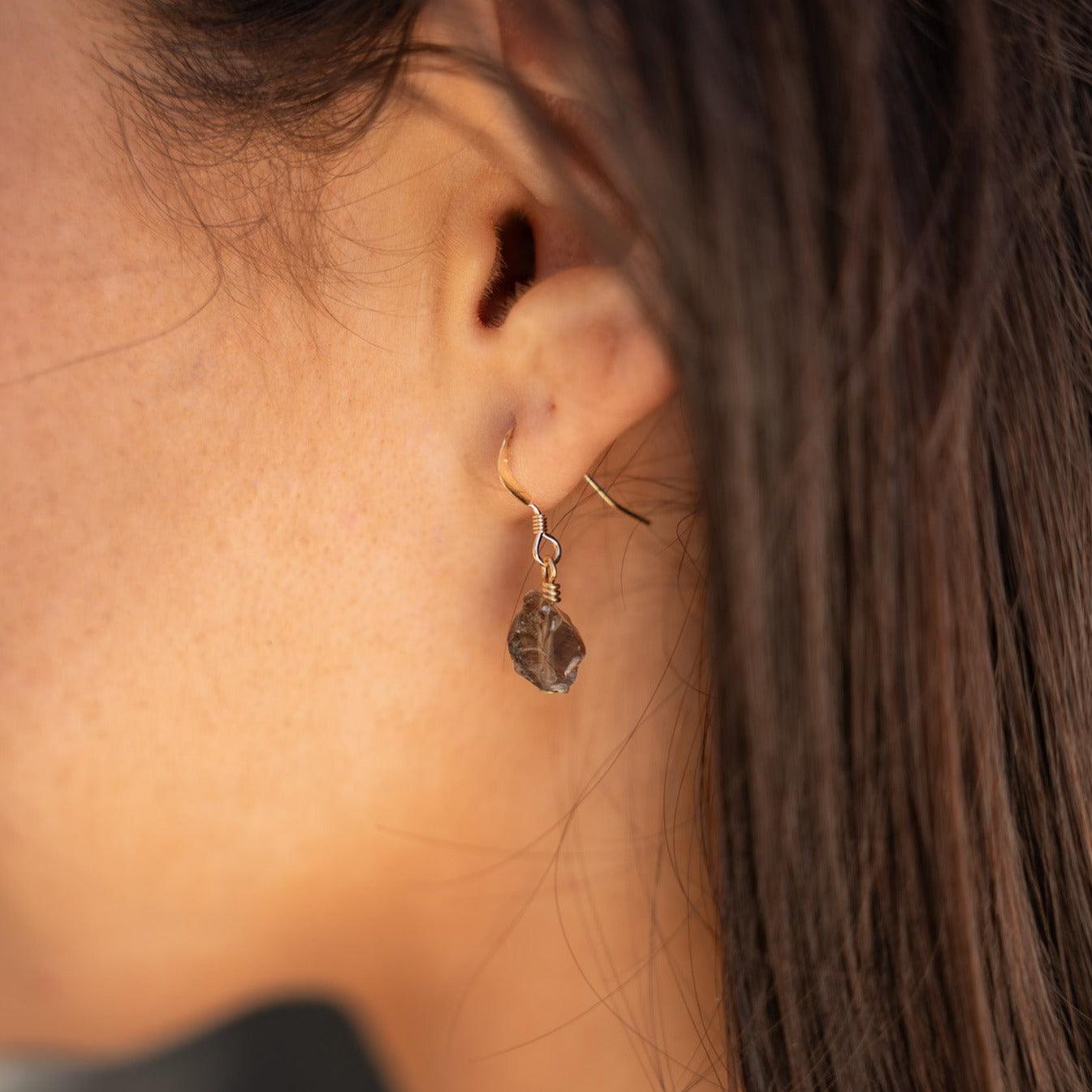 Raw Smoky Quartz Crystal Jewellery Set - Raw Smoky Quartz Crystal Jewellery Set - 14k Gold Fill / Cable / Necklace & Earrings & Bracelet - Luna Tide Handmade Crystal Jewellery