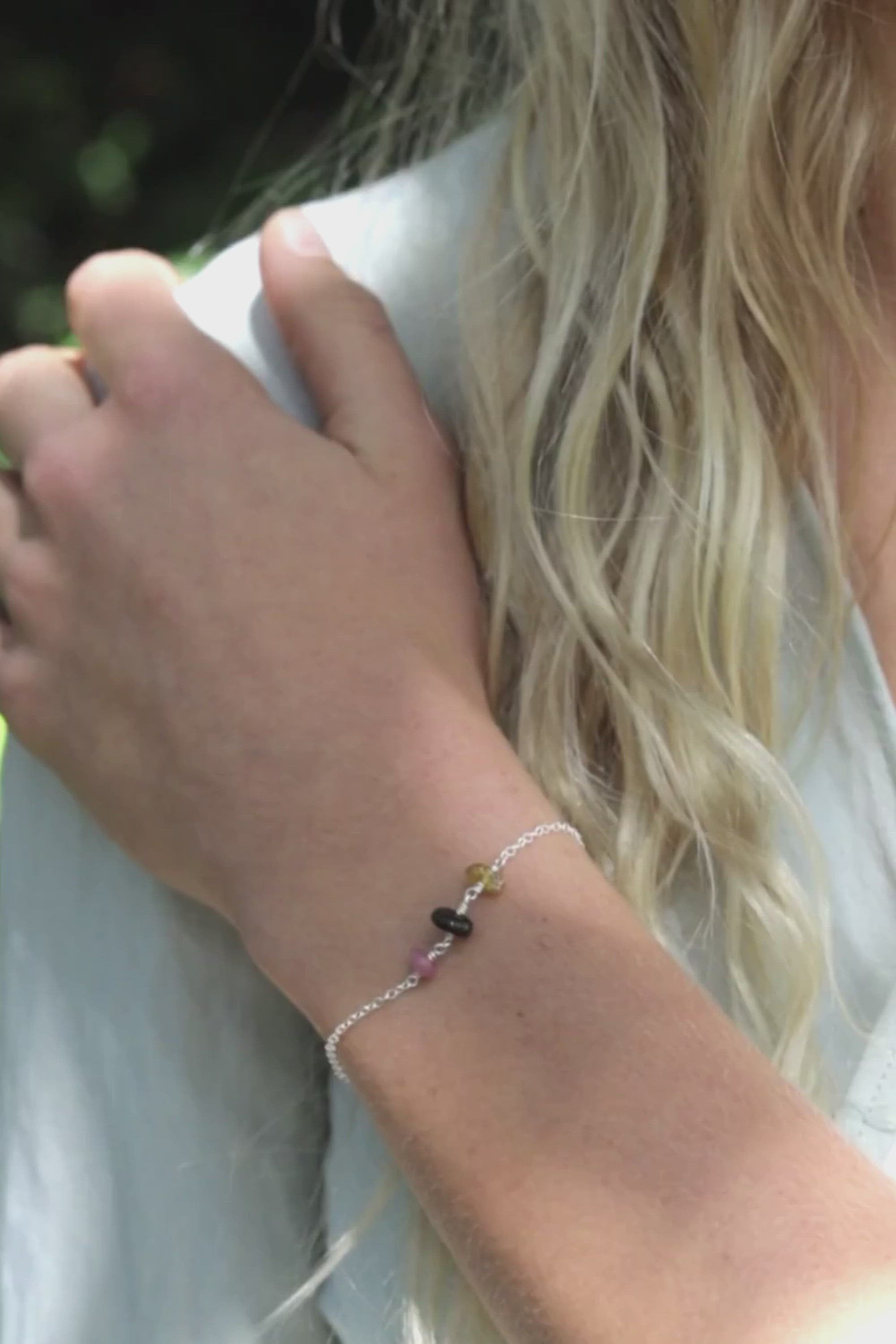 Tourmaline Beaded Chain Bracelet