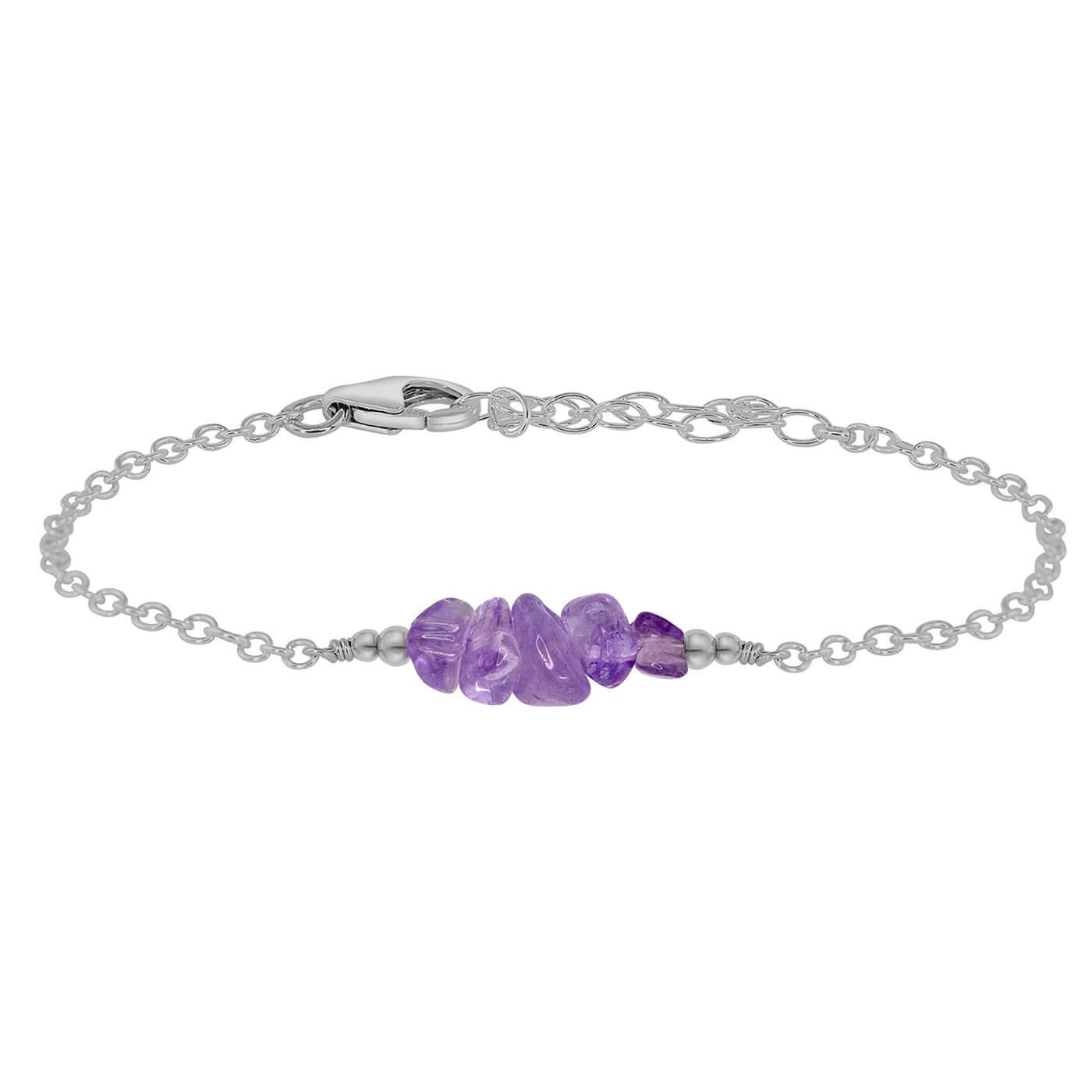 Amethyst Chip Bead Bar Bracelet - Amethyst Chip Bead Bar Bracelet - Stainless Steel - Luna Tide Handmade Crystal Jewellery