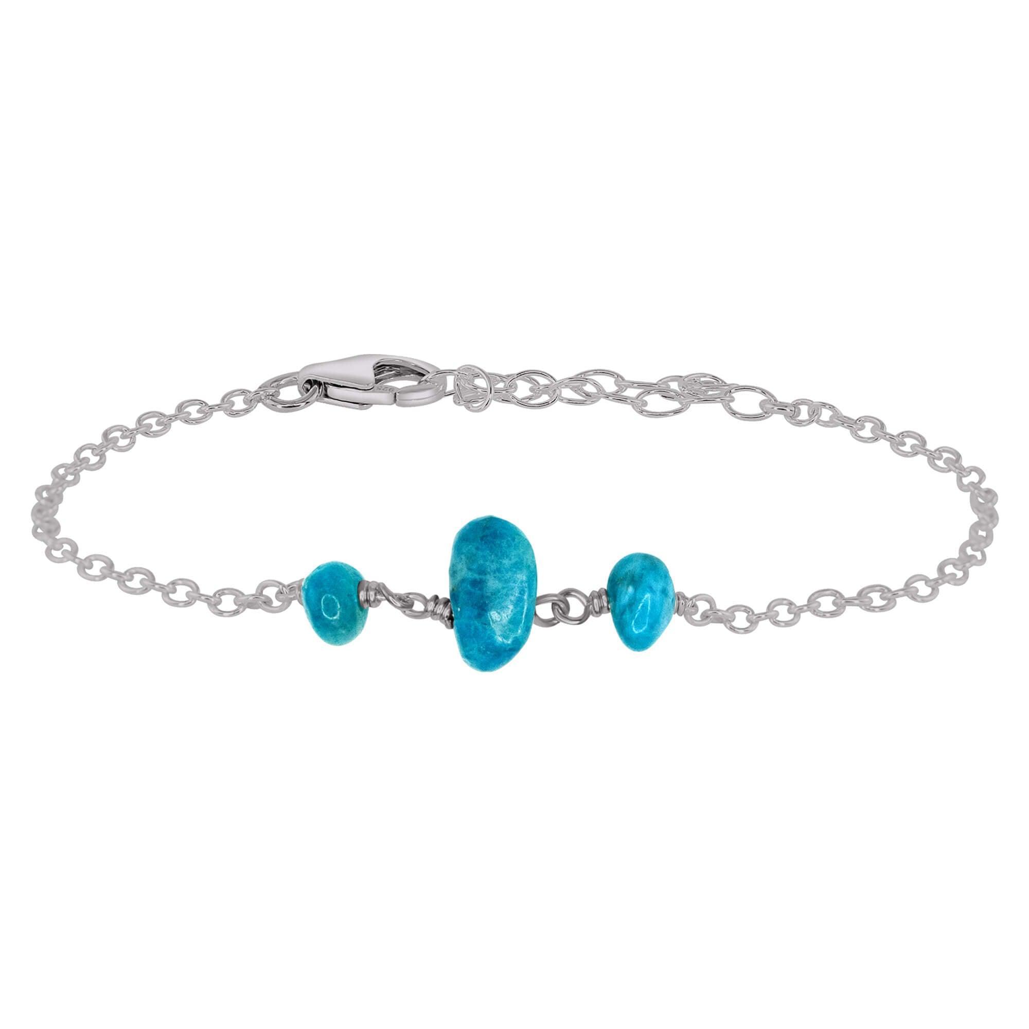 Apatite Beaded Chain Bracelet - Apatite Beaded Chain Bracelet - Stainless Steel - Luna Tide Handmade Crystal Jewellery