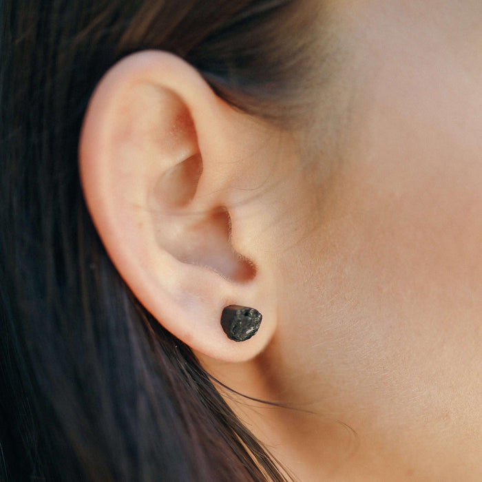 Custom Raw Crystal Gemstone Stud Earrings - Custom Raw Crystal Gemstone Stud Earrings - Sterling Silver / Amethyst for February - Luna Tide Handmade Crystal Jewellery