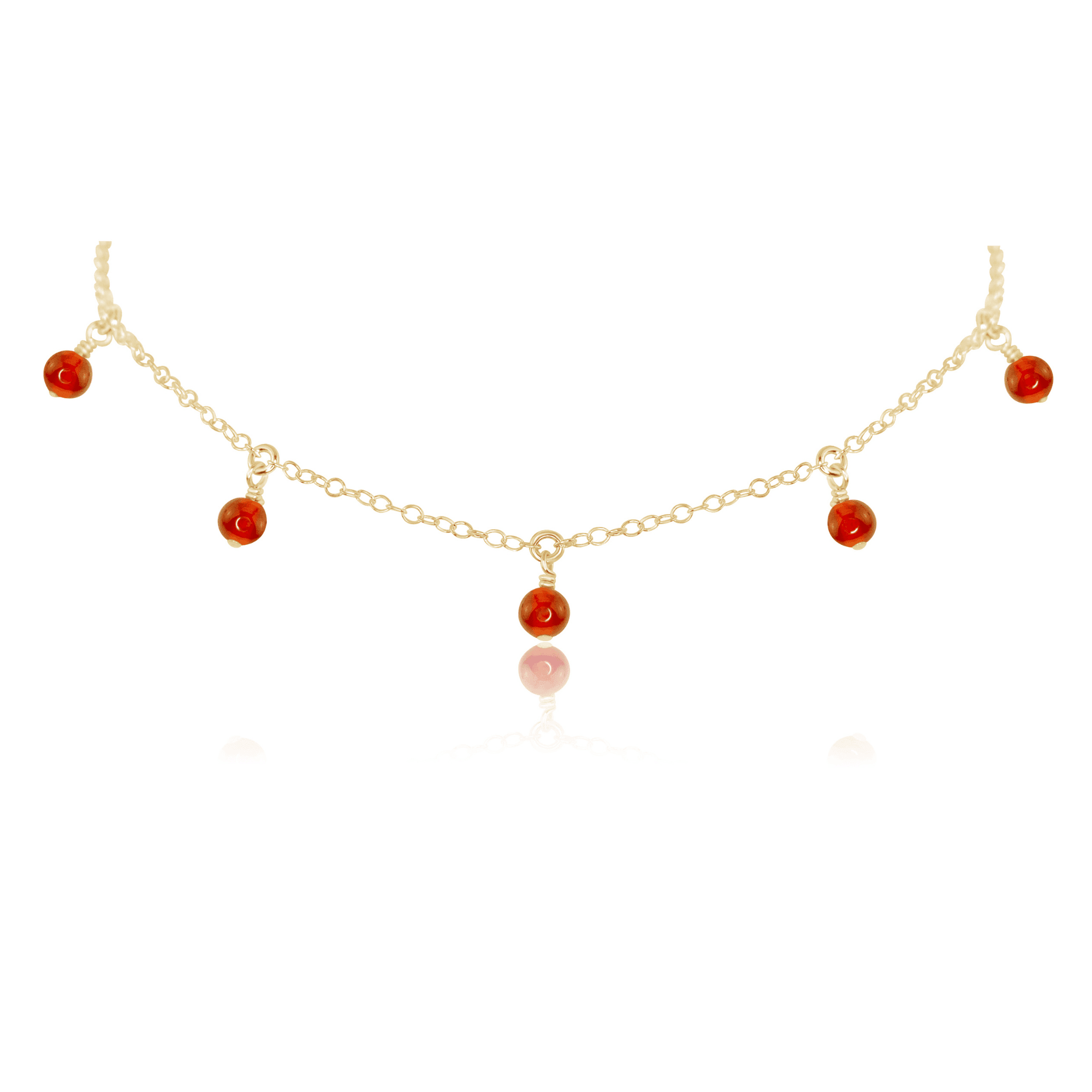 Carnelian Bead Drop Choker - Carnelian Bead Drop Choker - 14k Gold Fill - Luna Tide Handmade Crystal Jewellery
