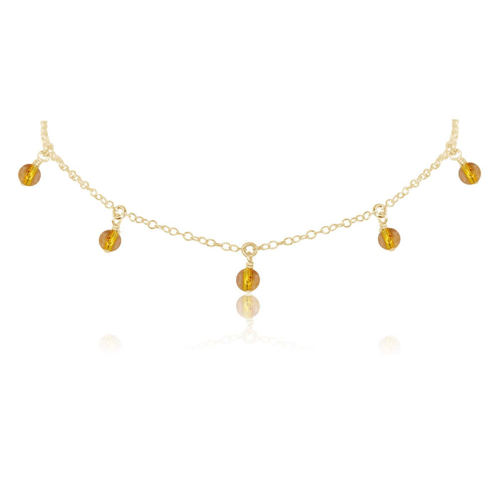 Citrine Bead Drop Choker - Citrine Bead Drop Choker - 14k Gold Fill - Luna Tide Handmade Crystal Jewellery