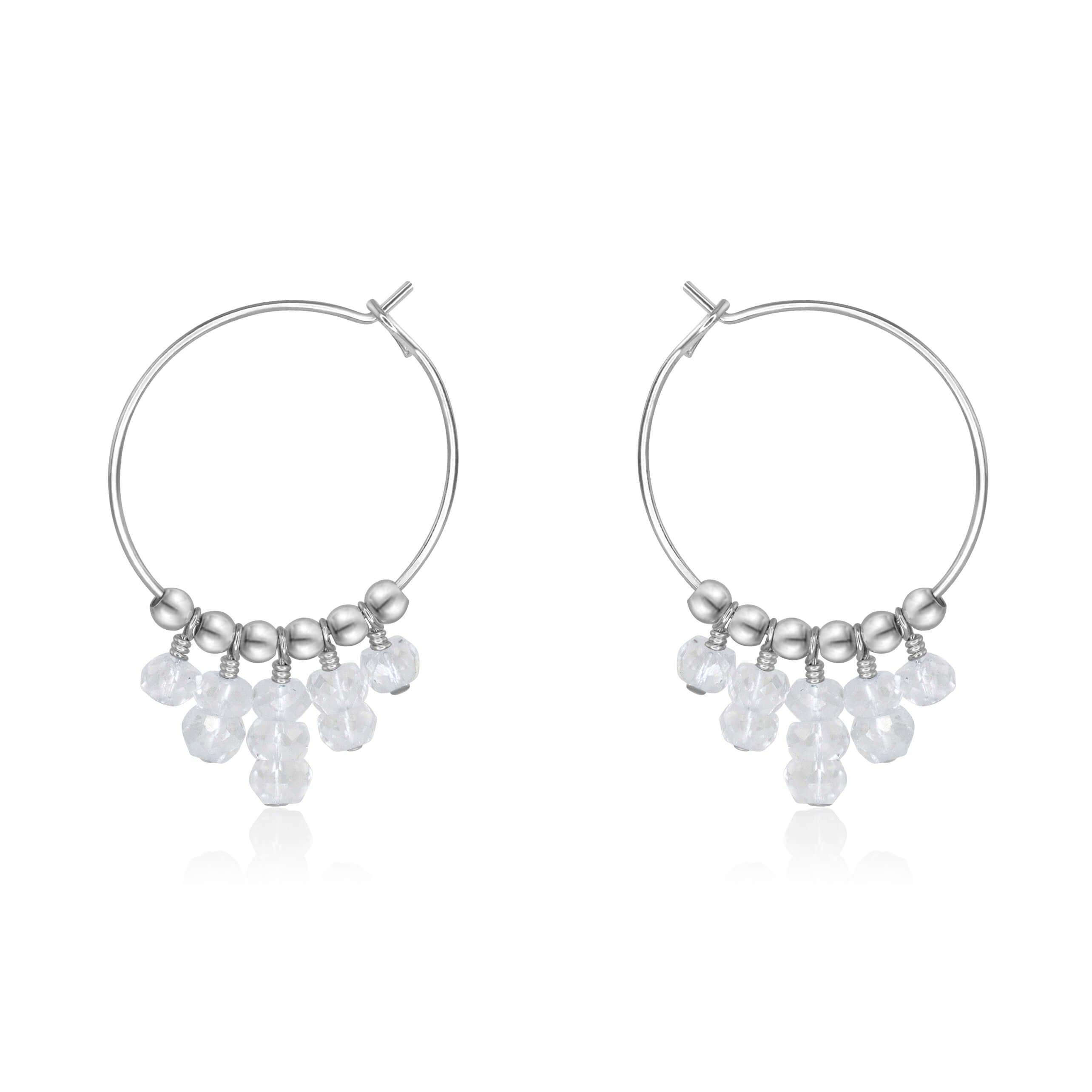 Crystal Quartz Statement Hoop Earrings - Crystal Quartz Statement Hoop Earrings - Sterling Silver - Luna Tide Handmade Crystal Jewellery