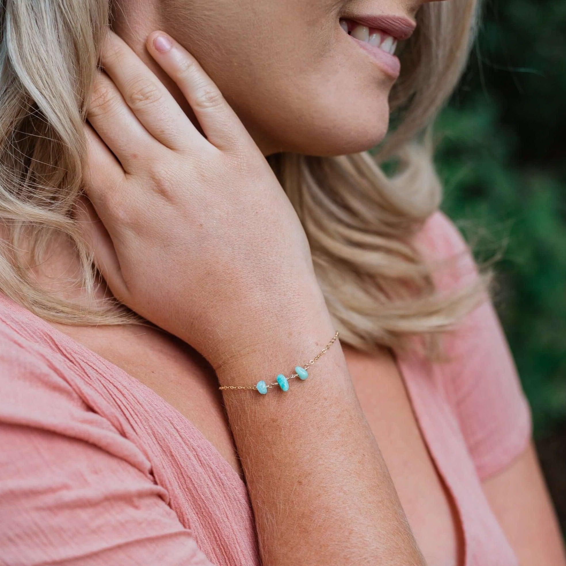 Beaded Chain Bracelet - 14K Gold Fill - Luna Tide Handmade Jewellery