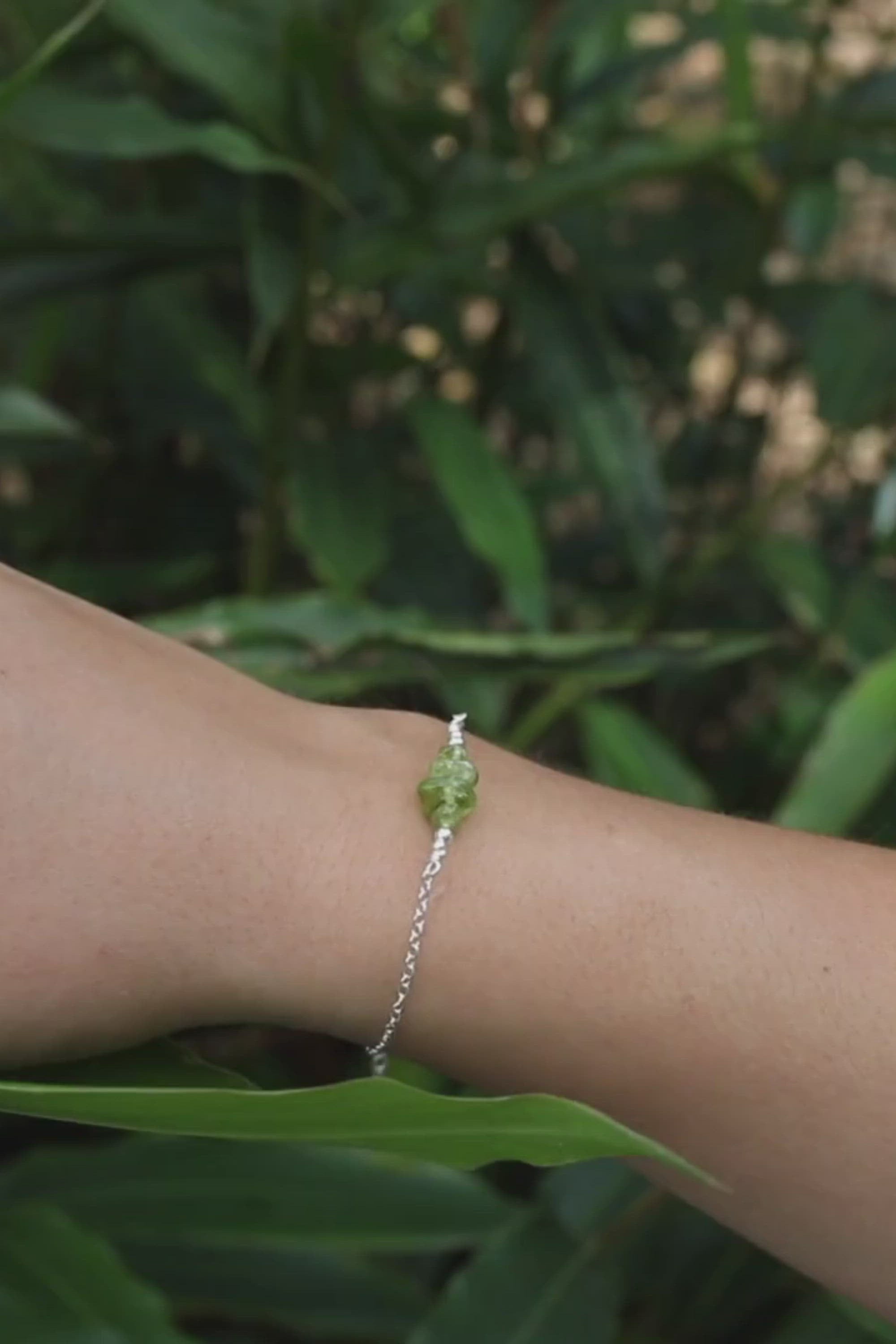 Peridot Chip Bead Bar Bracelet
