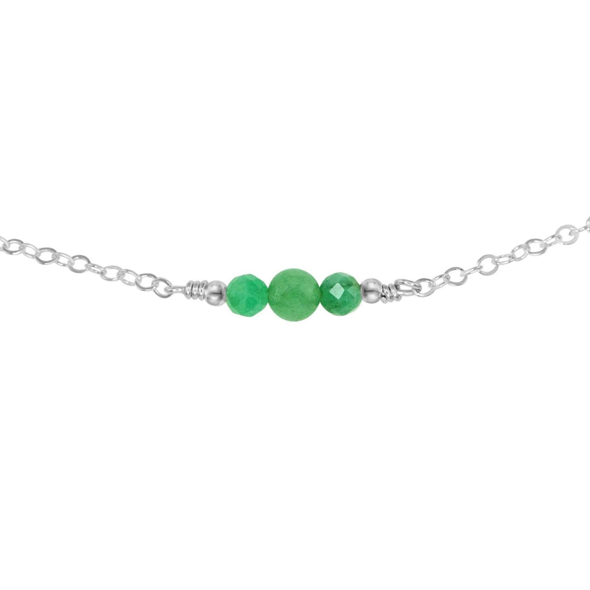 Dainty Aventurine Gemstone Choker Necklace - Dainty Aventurine Gemstone Choker Necklace - Sterling Silver - Luna Tide Handmade Crystal Jewellery