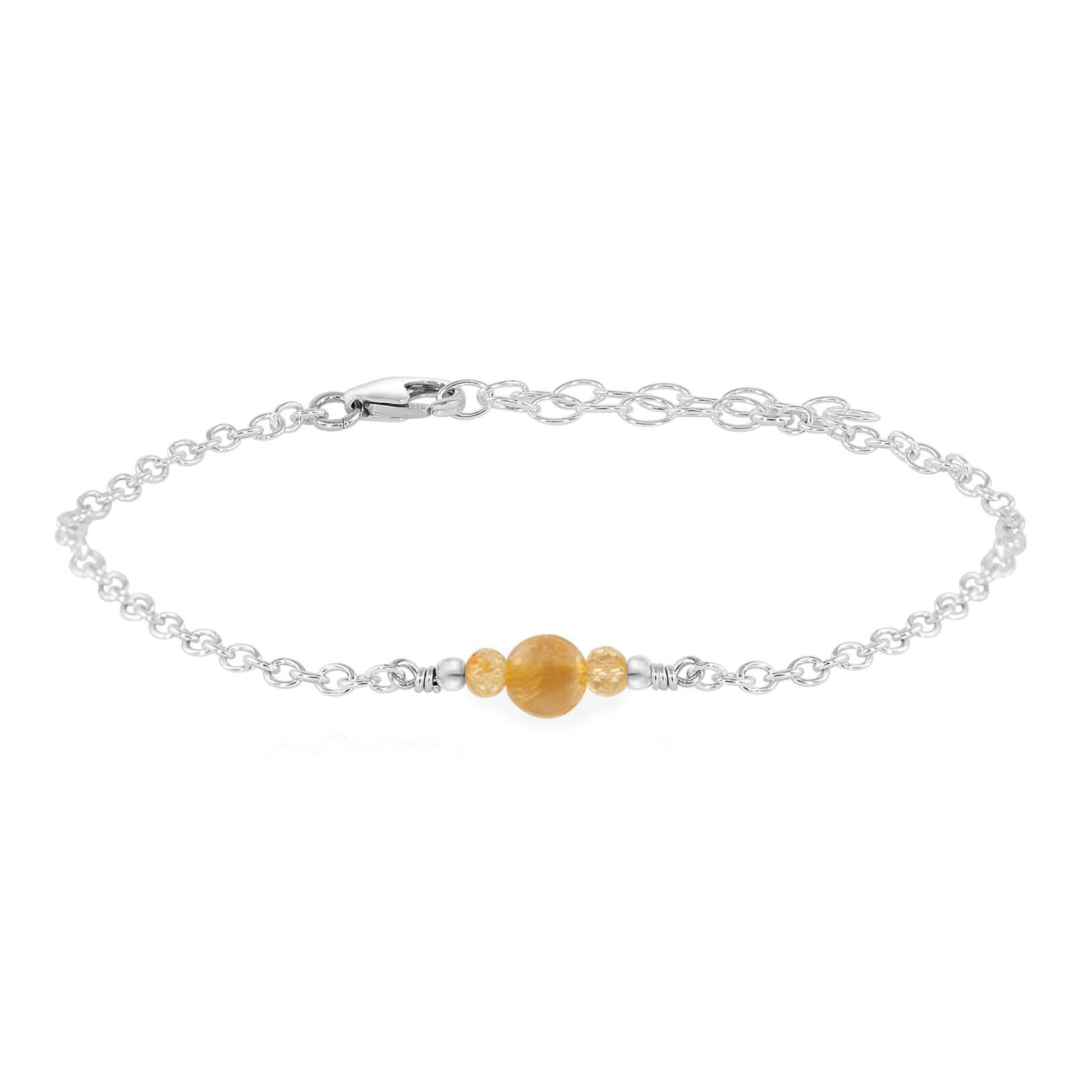 Dainty Citrine Gemstone Bracelet - Dainty Citrine Gemstone Bracelet - Sterling Silver - Luna Tide Handmade Crystal Jewellery