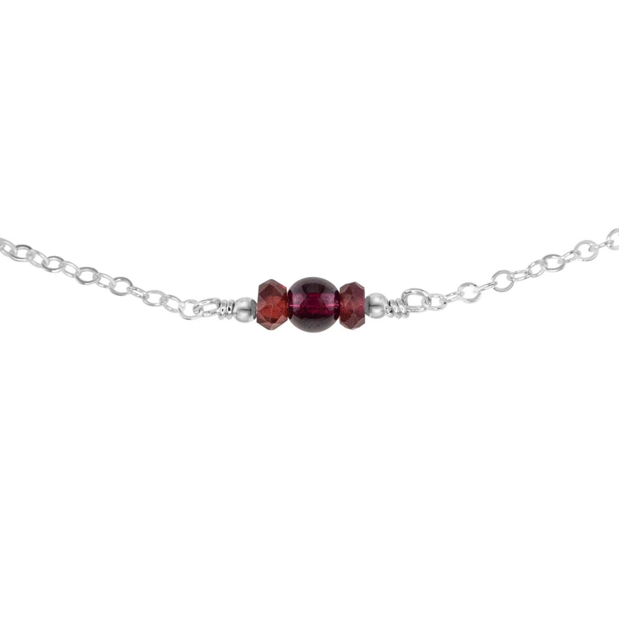 Dainty Garnet Gemstone Choker Necklace - Dainty Garnet Gemstone Choker Necklace - Sterling Silver - Luna Tide Handmade Crystal Jewellery