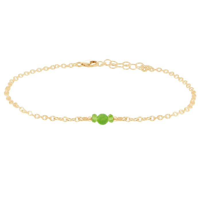 Dainty Peridot Gemstone Anklet - Dainty Peridot Gemstone Anklet - 14k Gold Fill - Luna Tide Handmade Crystal Jewellery