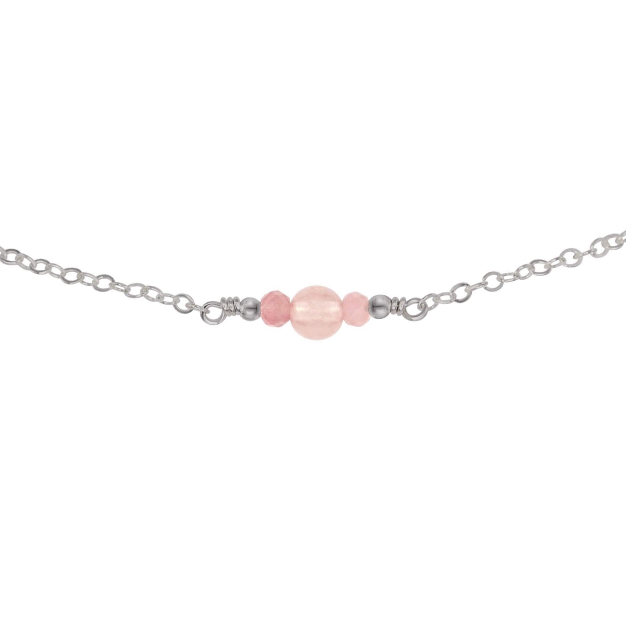 Dainty Rose Quartz Gemstone Choker Necklace - Dainty Rose Quartz Gemstone Choker Necklace - Stainless Steel - Luna Tide Handmade Crystal Jewellery