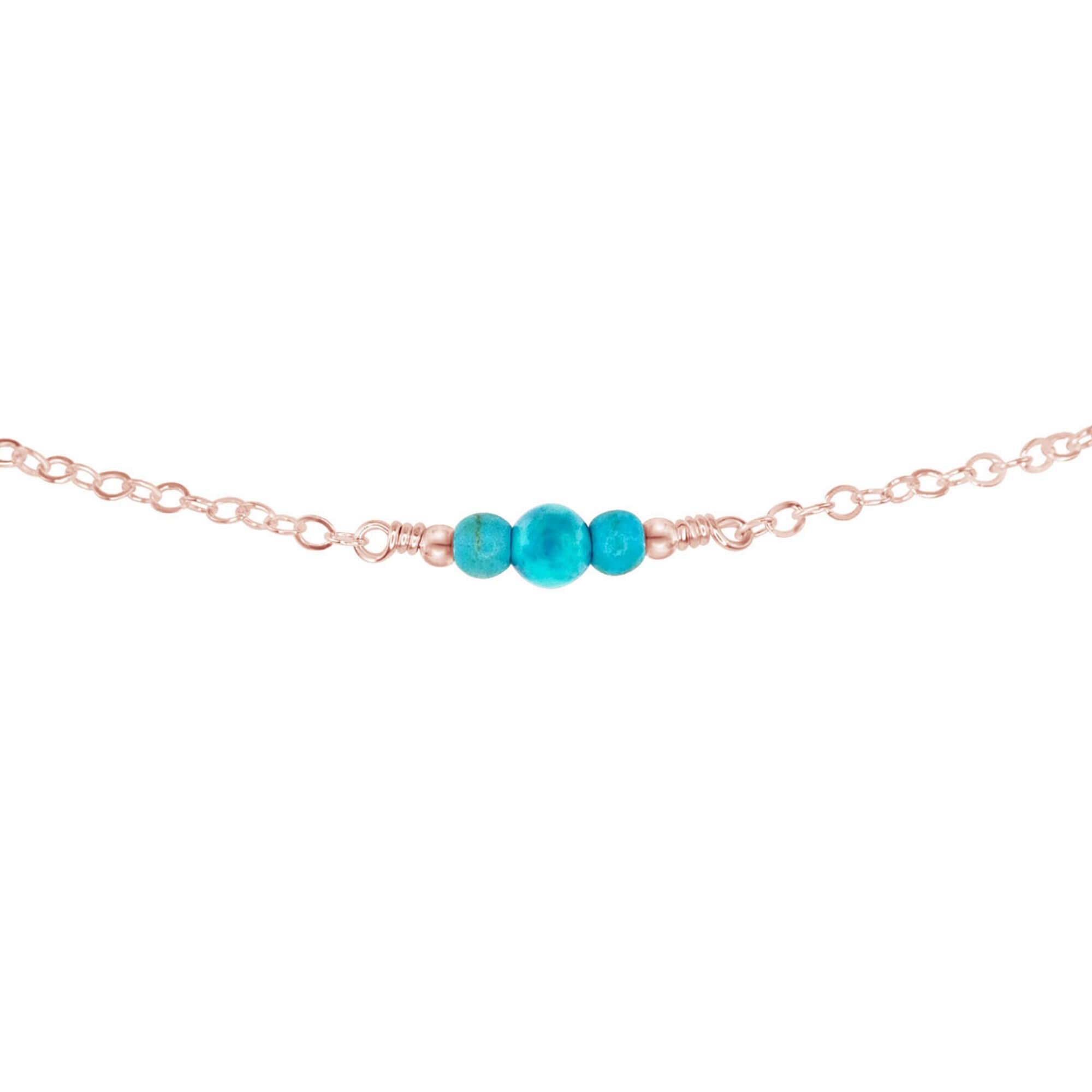 Dainty Turquoise Gemstone Choker Necklace - Dainty Turquoise Gemstone Choker Necklace - 14k Rose Gold Fill - Luna Tide Handmade Crystal Jewellery