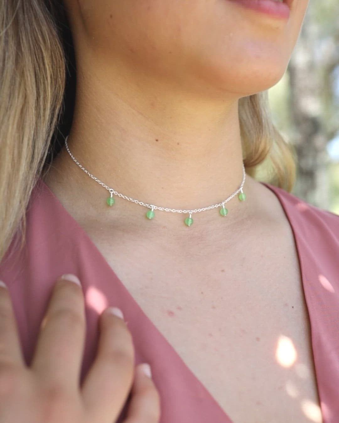 Chrysoprase Bead Drop Choker
