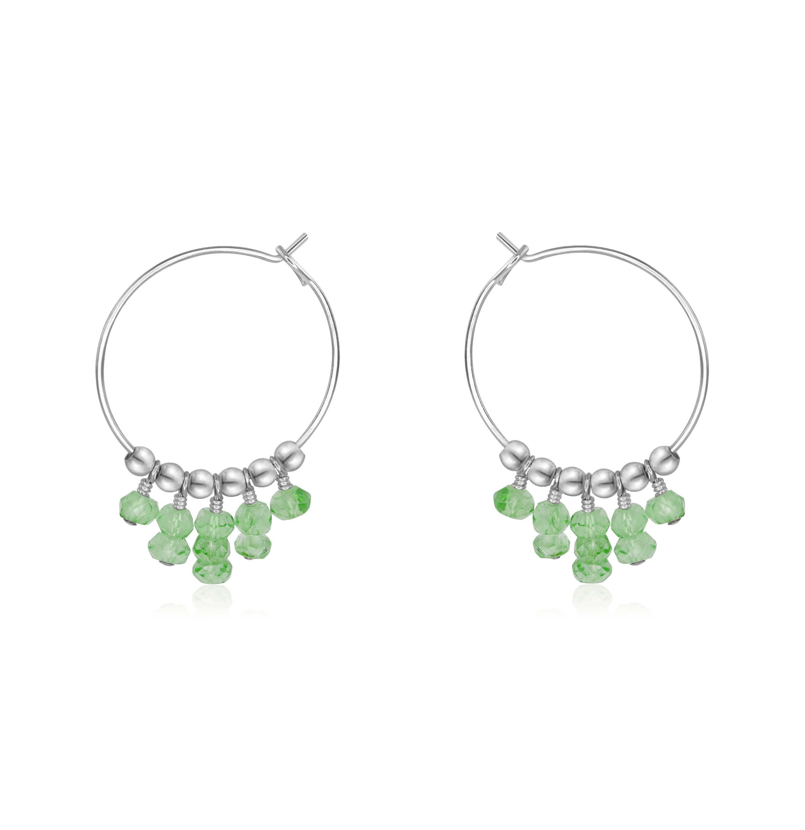 Green Amazonite Gemstone Statement Hoop Earrings - Green Amazonite Gemstone Statement Hoop Earrings - Sterling Silver - Luna Tide Handmade Crystal Jewellery