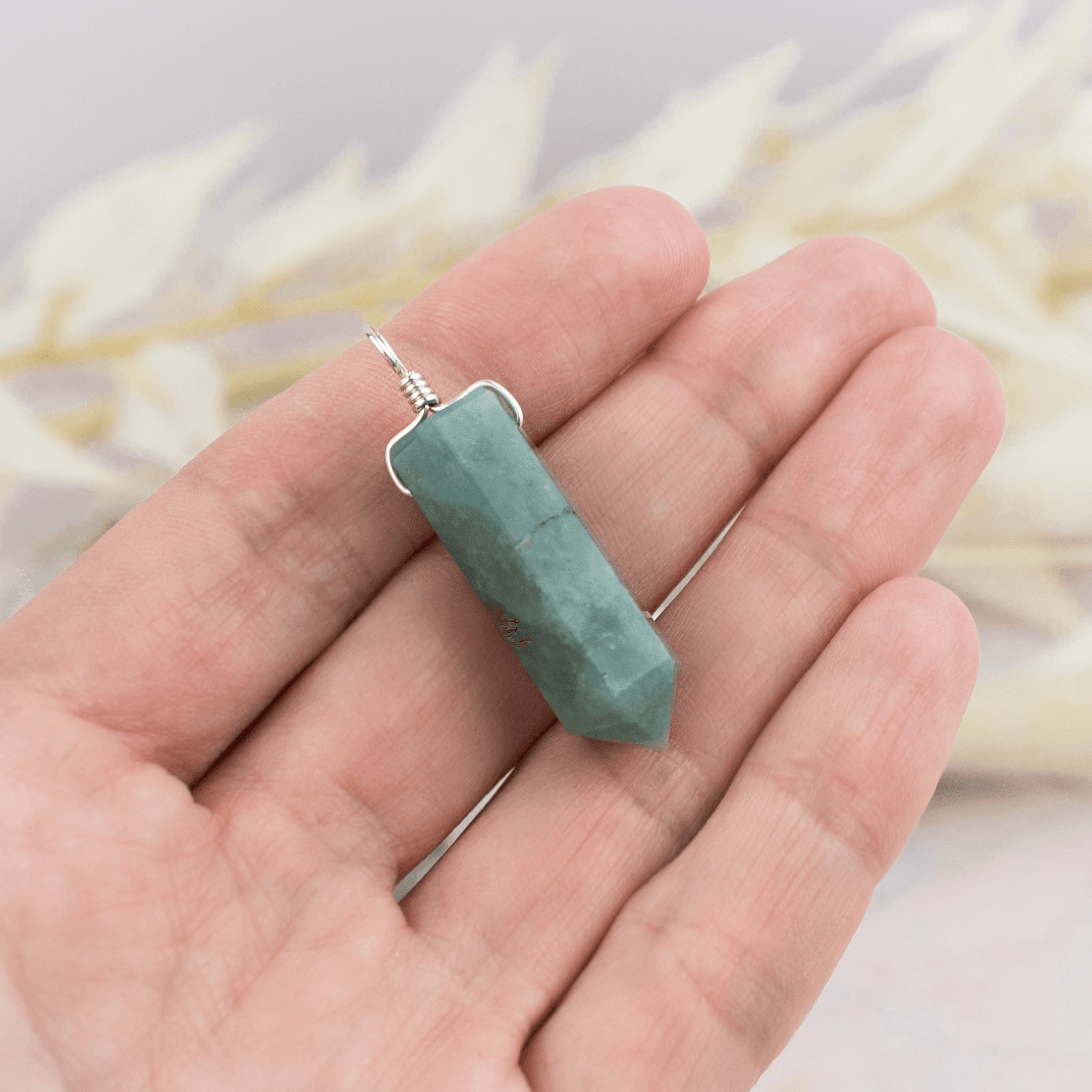 Large Aquamarine Crystal Tower Point Generator Pendant - Large Aquamarine Crystal Tower Point Generator Pendant - Sterling Silver - Luna Tide Handmade Crystal Jewellery
