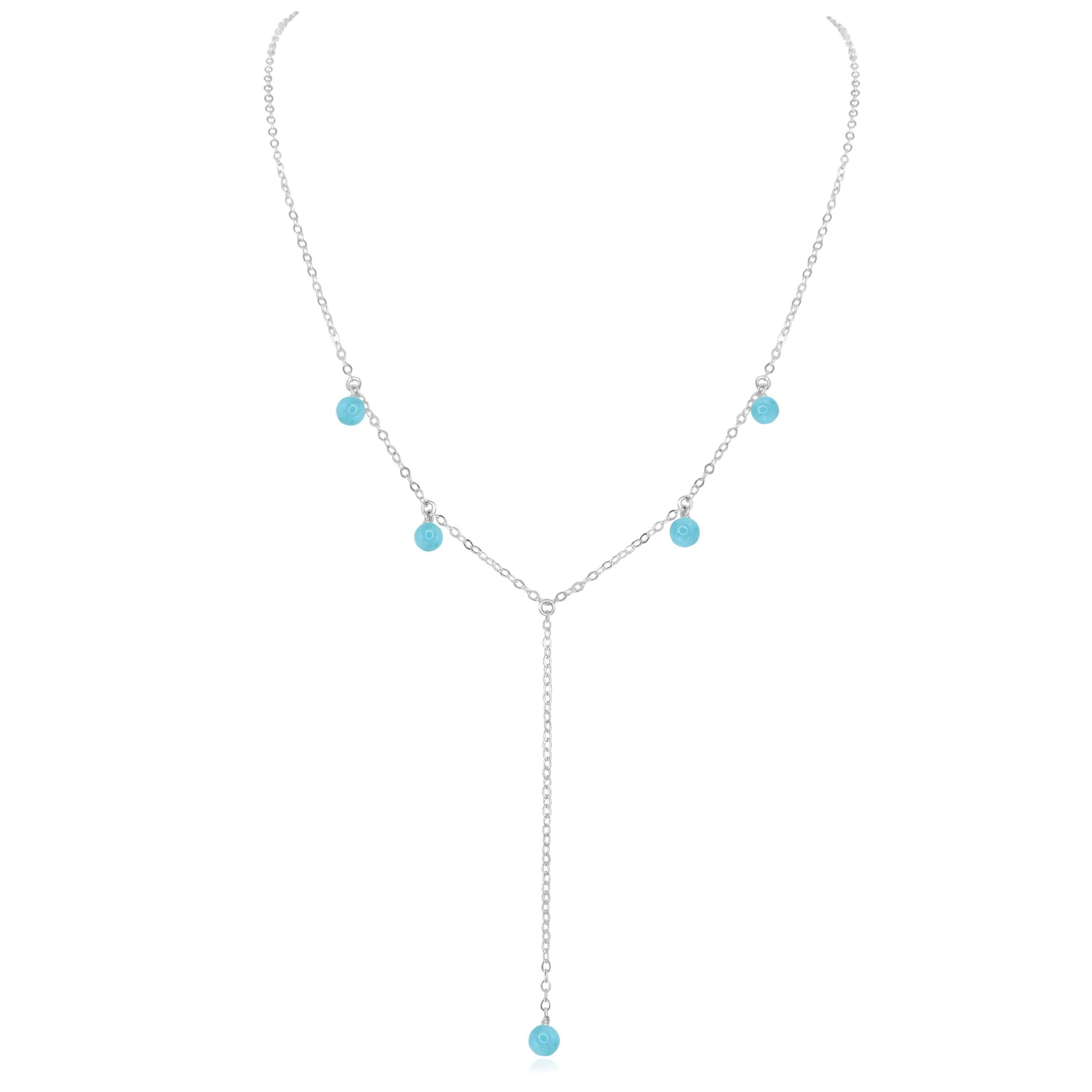 Larimar Boho Lariat Necklace - Larimar Boho Lariat Necklace - Sterling Silver - Luna Tide Handmade Crystal Jewellery