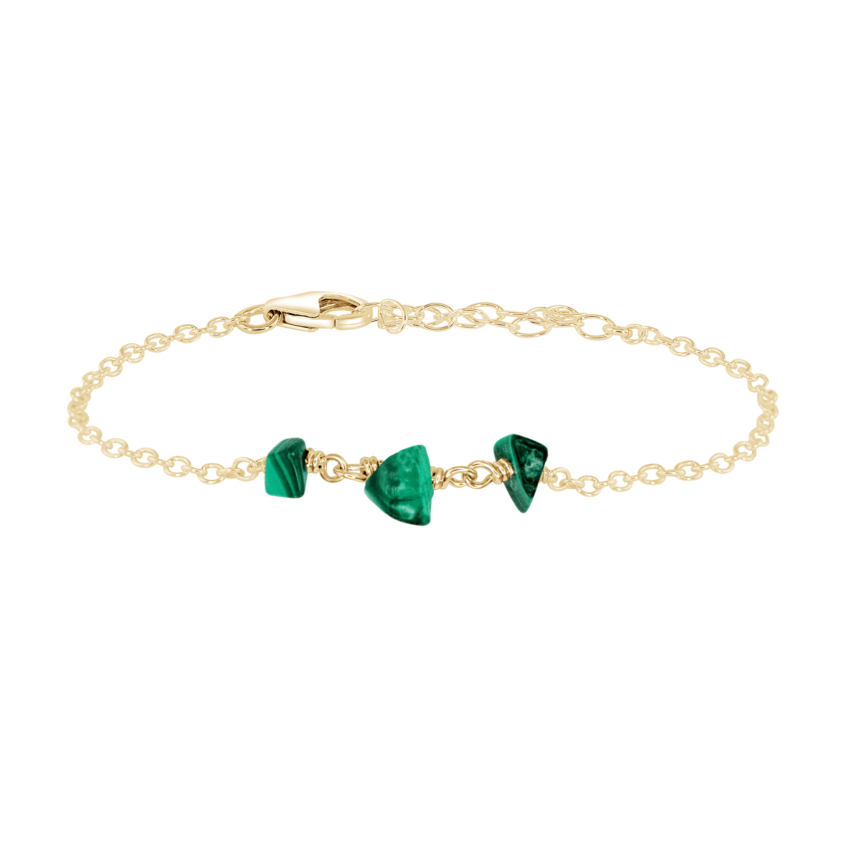 Malachite Beaded Chain Bracelet - Malachite Beaded Chain Bracelet - 14k Gold Fill - Luna Tide Handmade Crystal Jewellery