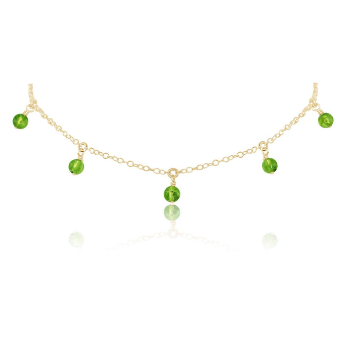 Peridot Bead Drop Choker - Peridot Bead Drop Choker - 14k Gold Fill - Luna Tide Handmade Crystal Jewellery