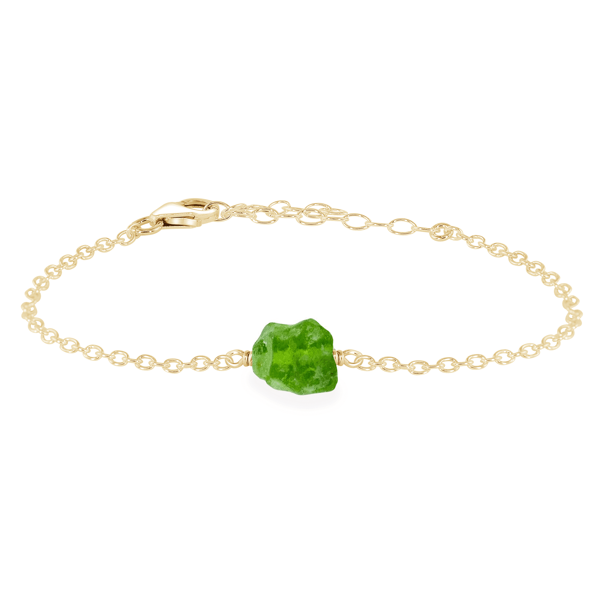 Raw Peridot Crystal Nugget Bracelet - Raw Peridot Crystal Nugget Bracelet - 14k Gold Fill - Luna Tide Handmade Crystal Jewellery