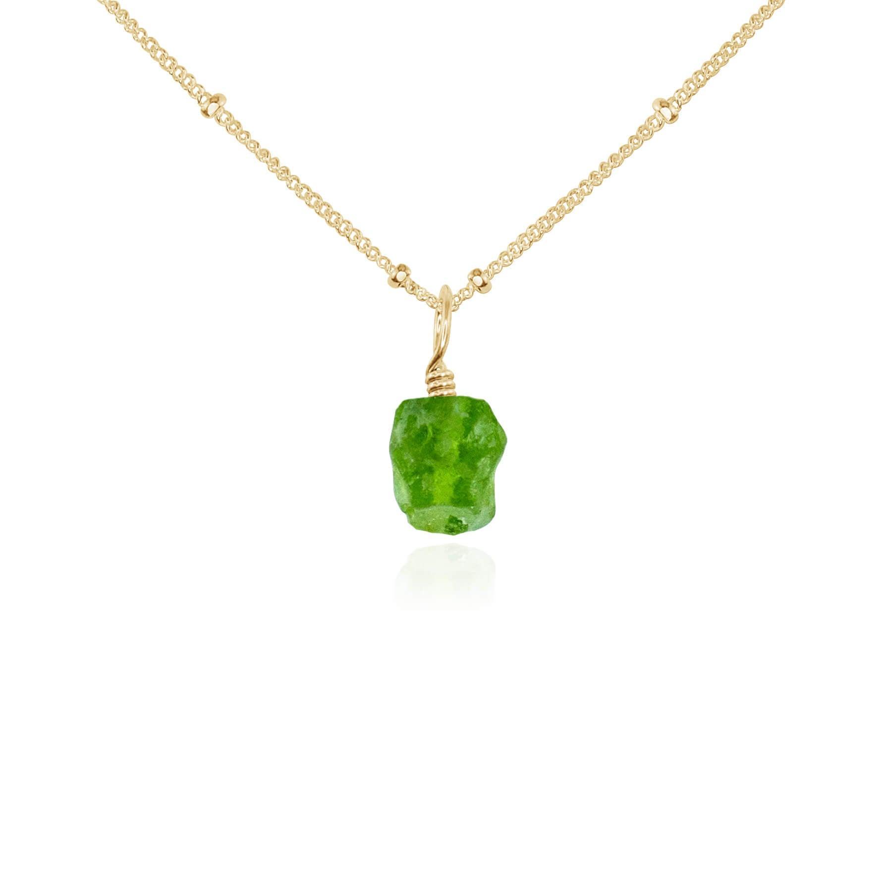Raw Peridot Natural Crystal Pendant Necklace - Raw Peridot Natural Crystal Pendant Necklace - 14k Gold Fill / Satellite - Luna Tide Handmade Crystal Jewellery