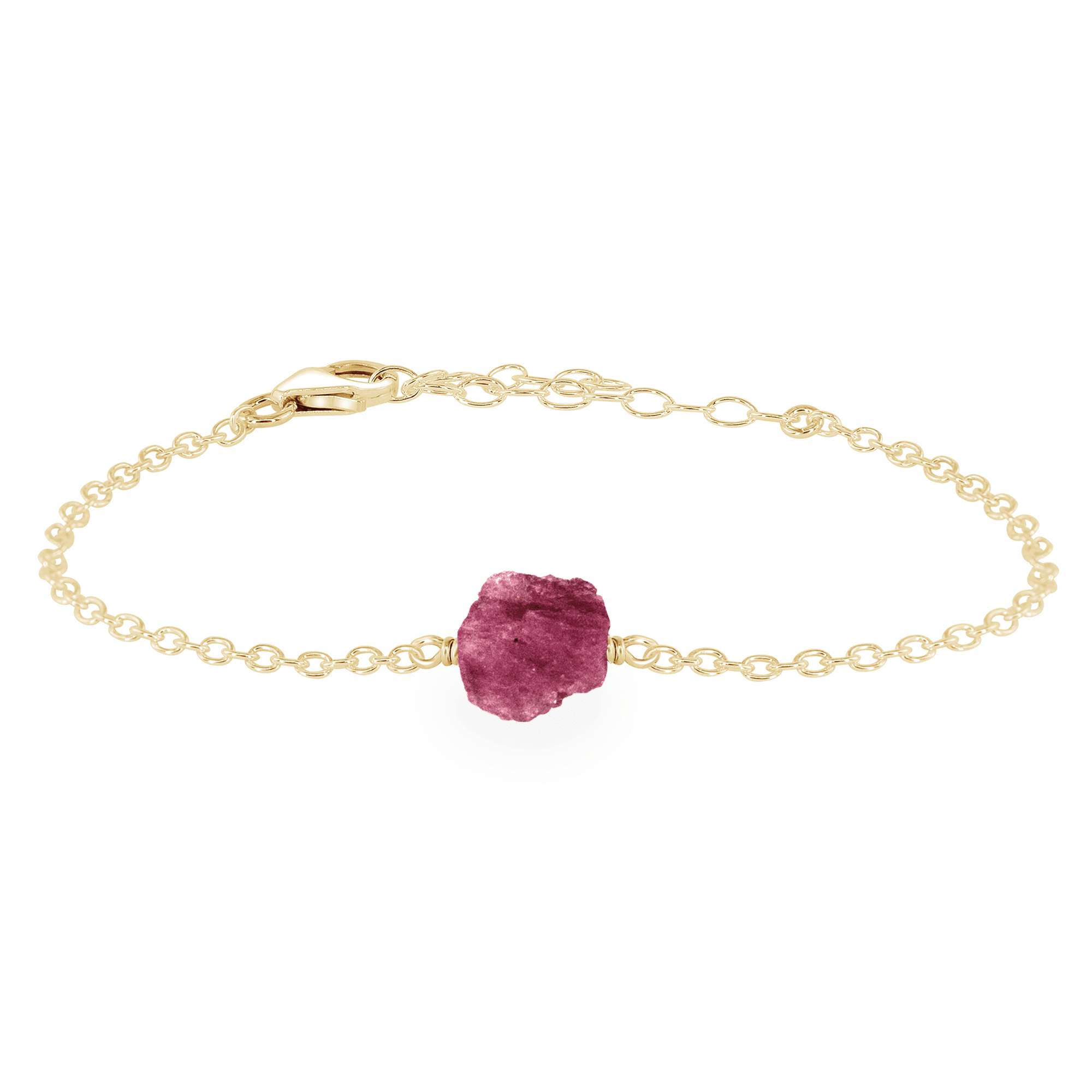 Raw Pink Tourmaline Crystal Nugget Bracelet - Raw Pink Tourmaline Crystal Nugget Bracelet - 14k Gold Fill - Luna Tide Handmade Crystal Jewellery