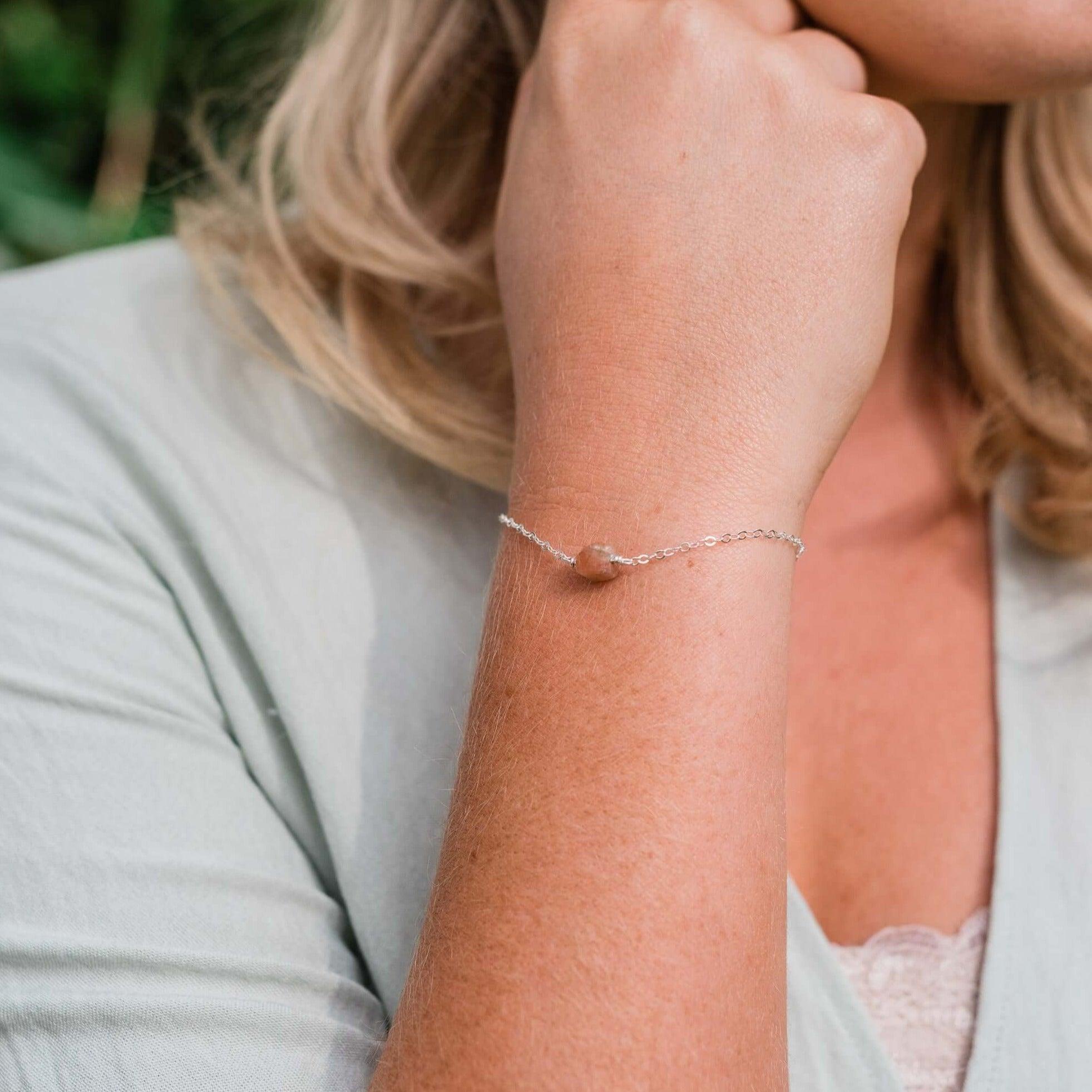 Raw Sunstone Crystal Nugget Bracelet - Raw Sunstone Crystal Nugget Bracelet - 14k Gold Fill - Luna Tide Handmade Crystal Jewellery