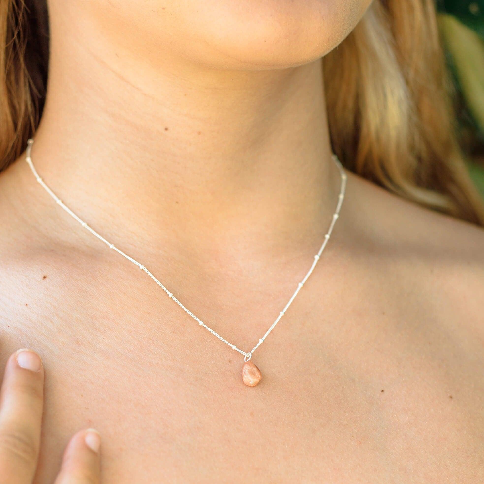 Raw Sunstone Natural Crystal Pendant Necklace - Raw Sunstone Natural Crystal Pendant Necklace - 14k Gold Fill / Satellite - Luna Tide Handmade Crystal Jewellery
