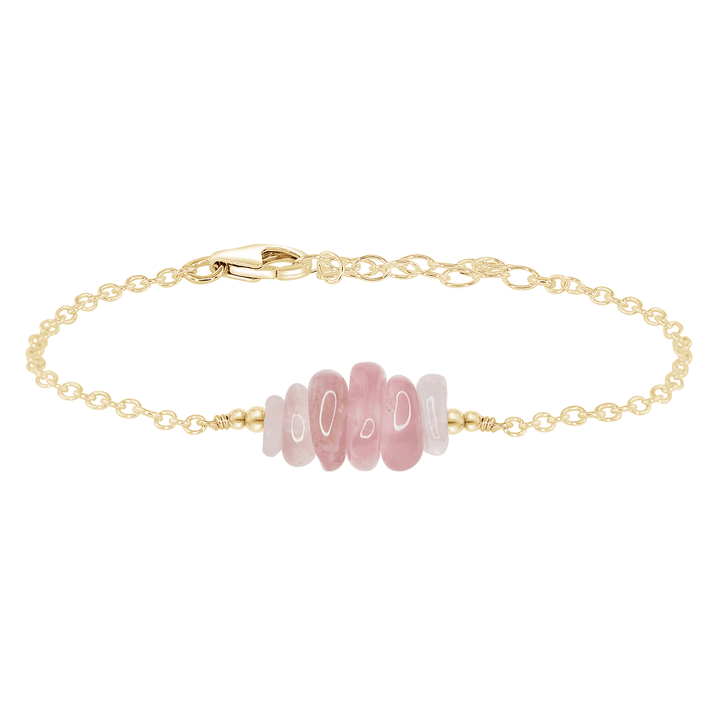 Rose quartz Chip Bead Bar Bracelet - Rose quartz Chip Bead Bar Bracelet - 14k Gold Fill - Luna Tide Handmade Crystal Jewellery