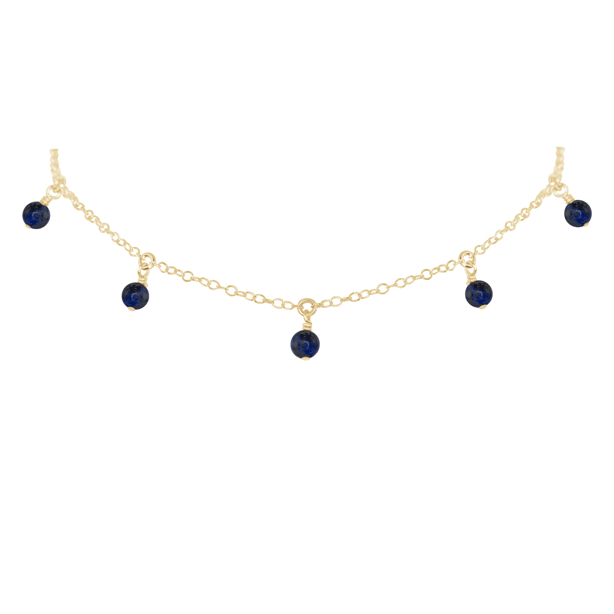 Sapphire Bead Drop Choker - Sapphire Bead Drop Choker - 14k Gold Fill - Luna Tide Handmade Crystal Jewellery