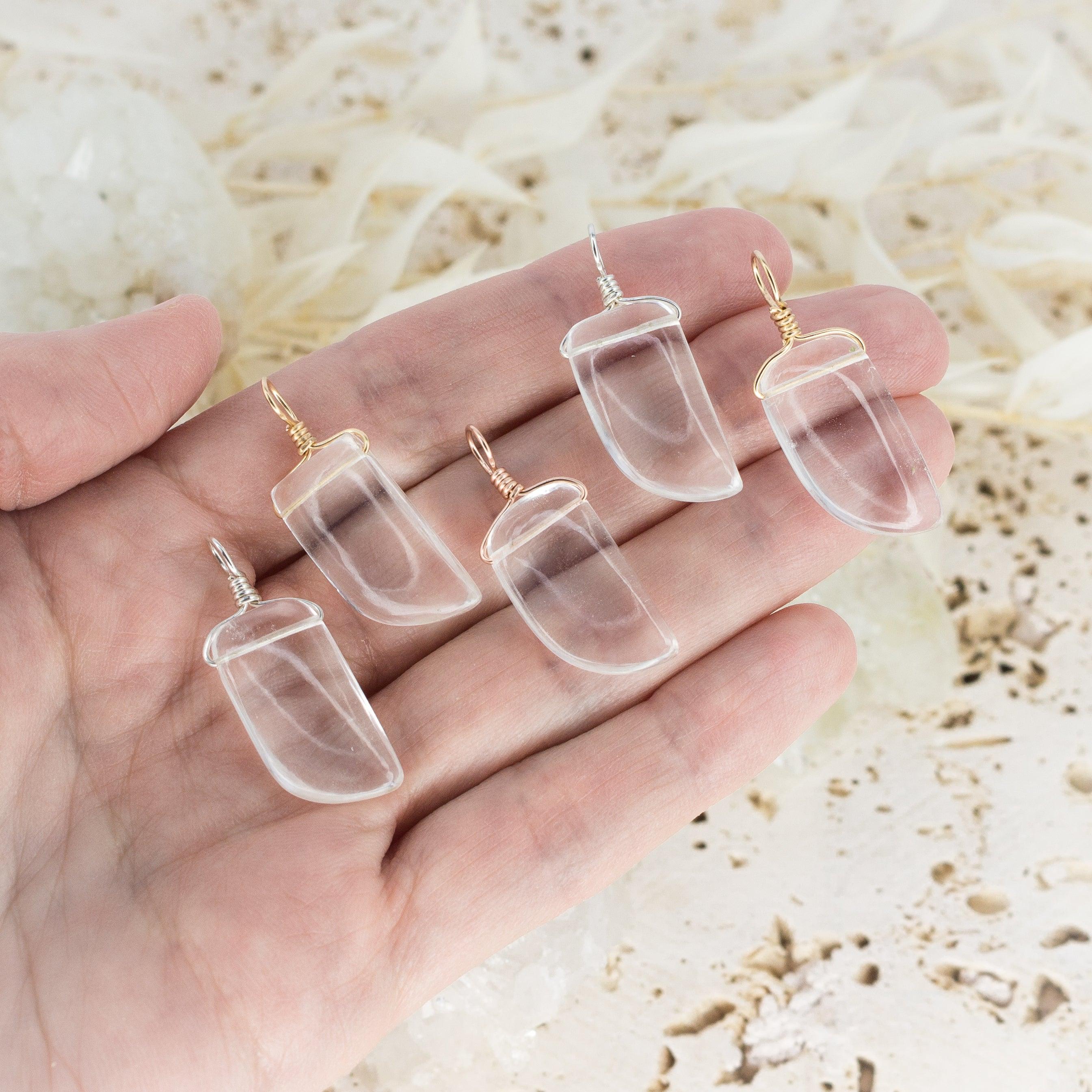 Small Smooth Crystal Quartz Crystal Pendant with Gentle Point - Small Smooth Crystal Quartz Crystal Pendant with Gentle Point - 14k Gold Fill - Luna Tide Handmade Crystal Jewellery