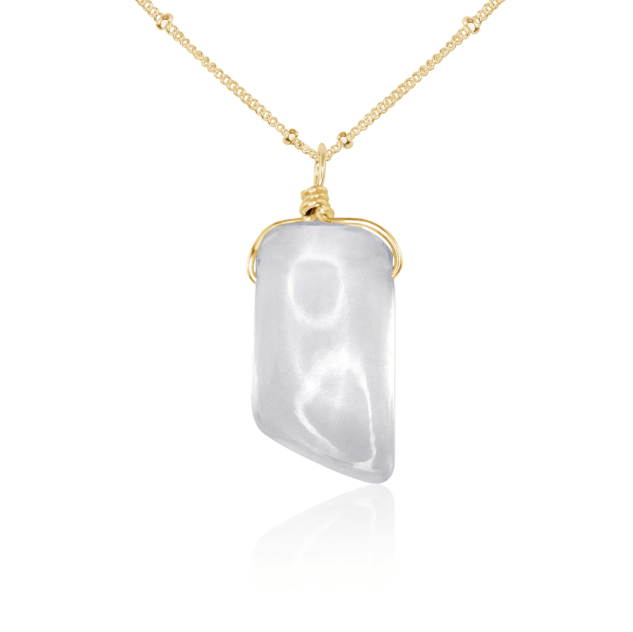 Small Smooth Crystal Quartz Gentle Point Crystal Pendant Necklace - Small Smooth Crystal Quartz Gentle Point Crystal Pendant Necklace - 14k Gold Fill / Satellite - Luna Tide Handmade Crystal Jewellery