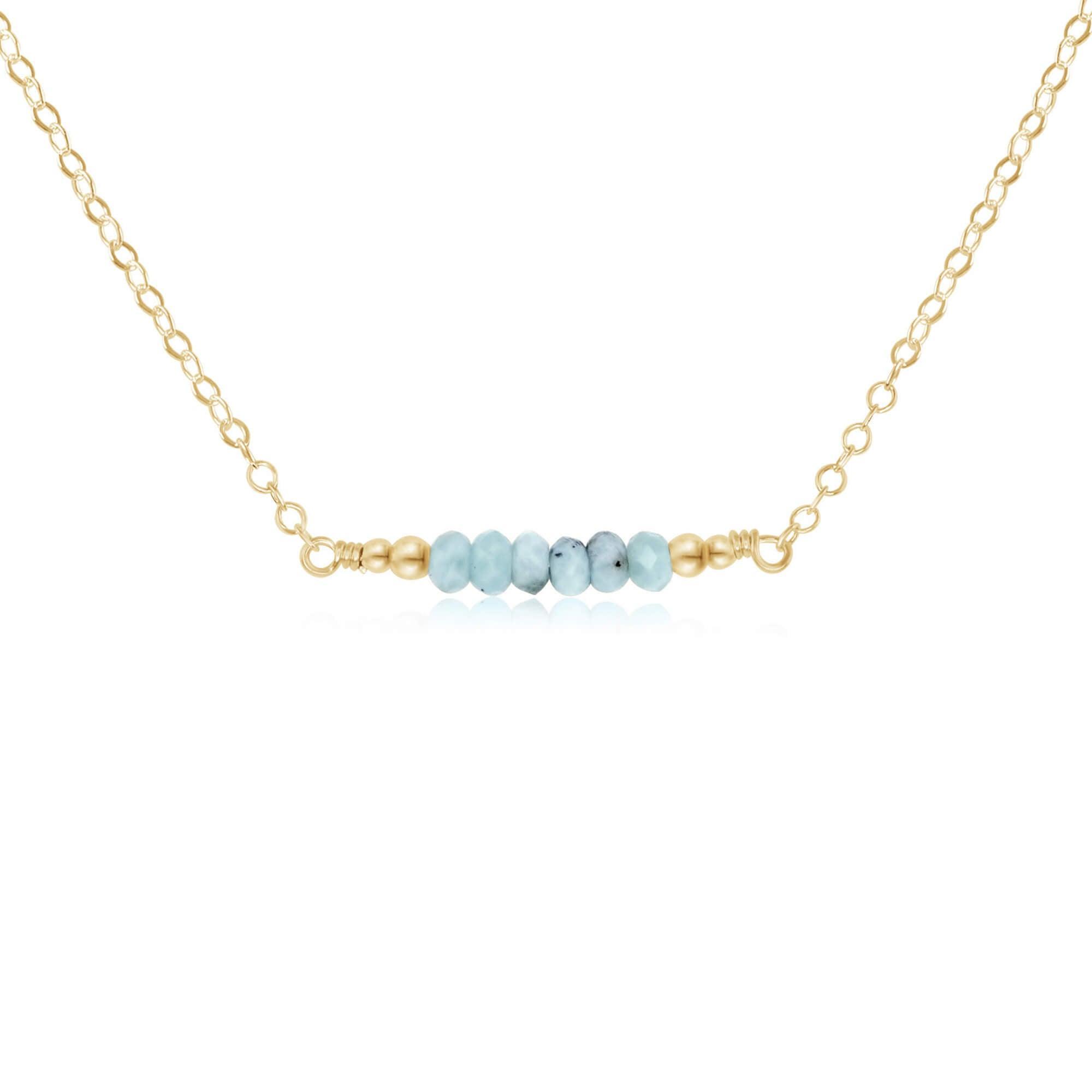 Sparkling Blue Larimar Faceted Bead Bar Necklace - Sparkling Blue Larimar Faceted Bead Bar Necklace - 14k Gold Fill - Luna Tide Handmade Crystal Jewellery