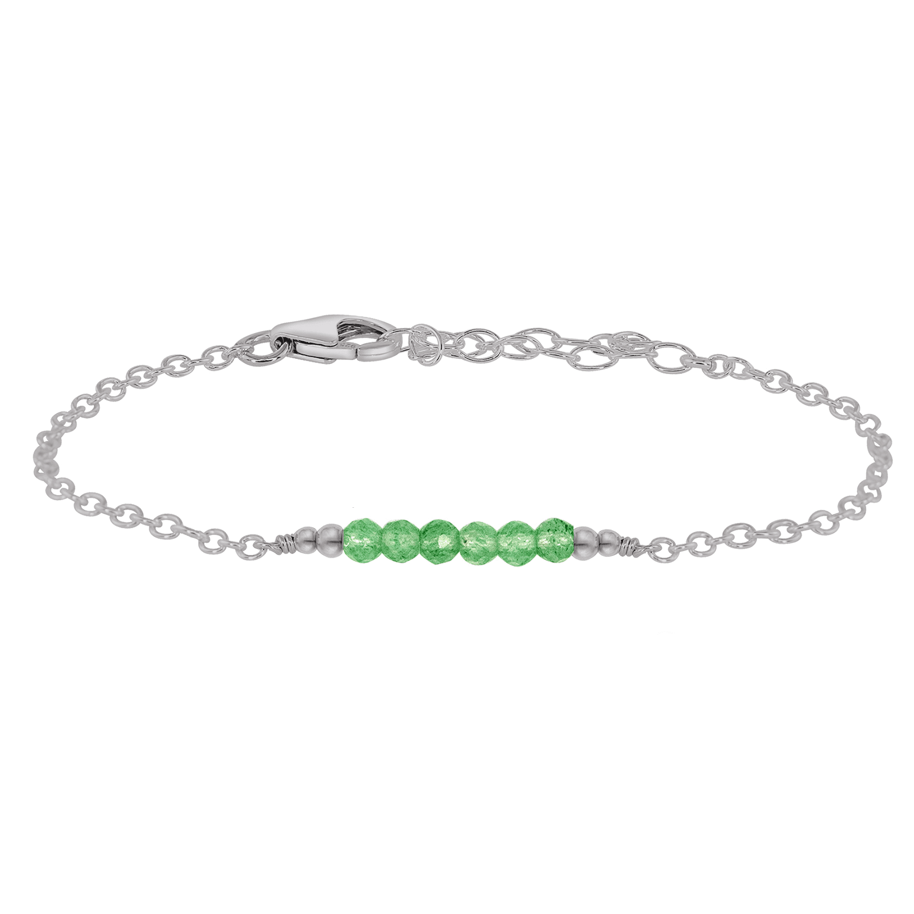 Sparkling Green Aventurine Gemstone Faceted Bead Bar Bracelet - Sparkling Green Aventurine Gemstone Faceted Bead Bar Bracelet - Stainless Steel - Luna Tide Handmade Crystal Jewellery