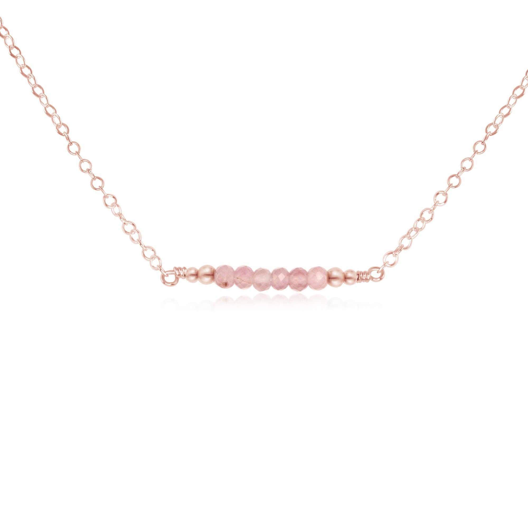 Sparkling Pink Rose Quartz Faceted Bead Bar Necklace - Sparkling Pink Rose Quartz Faceted Bead Bar Necklace - 14k Rose Gold Fill - Luna Tide Handmade Crystal Jewellery