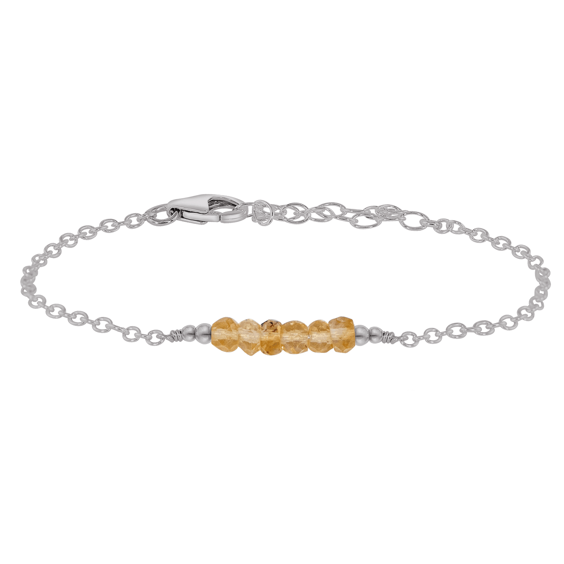 Sparkling Yellow Citrine Gemstone Faceted Bead Bar Bracelet - Sparkling Yellow Citrine Gemstone Faceted Bead Bar Bracelet - Stainless Steel - Luna Tide Handmade Crystal Jewellery