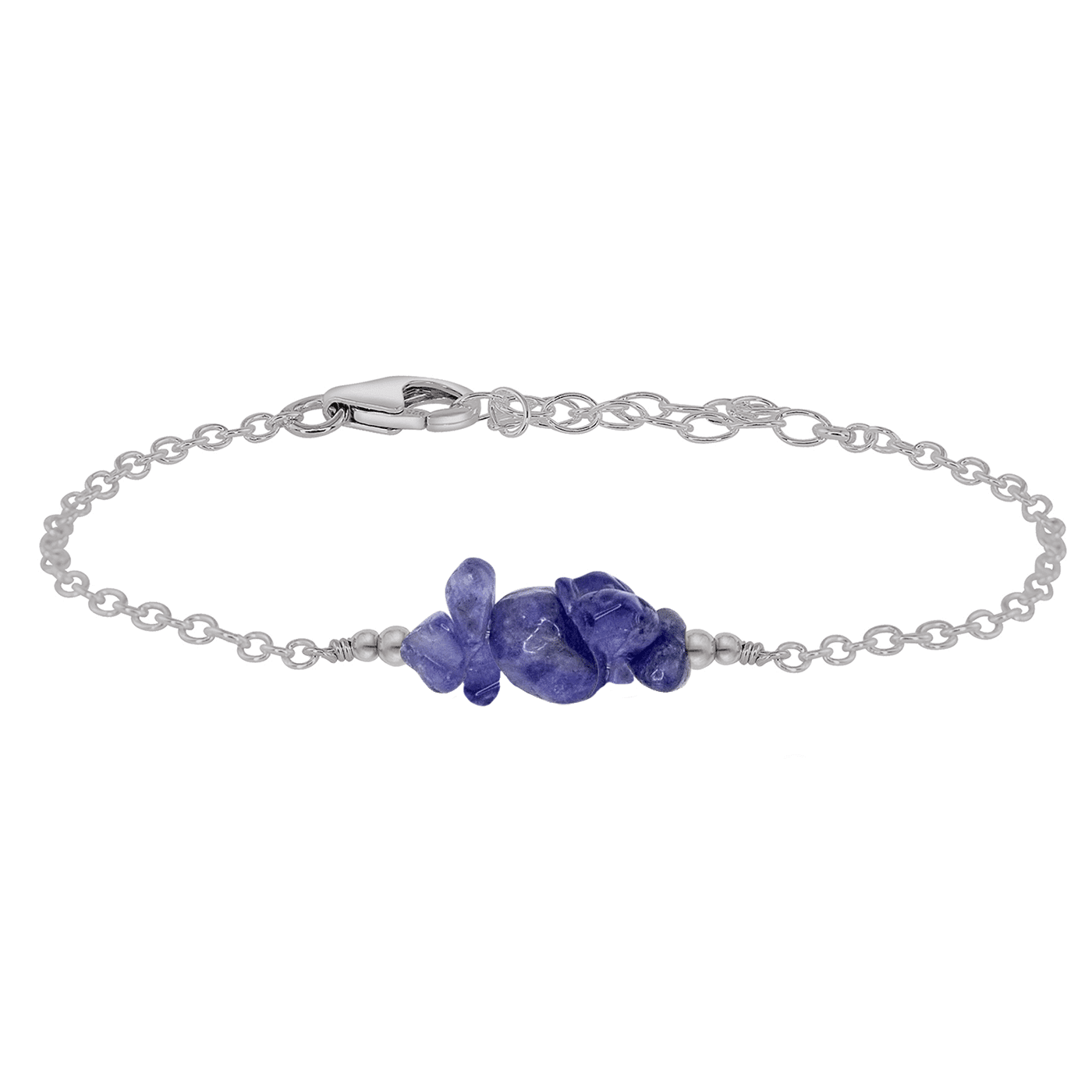 Tanzanite Chip Bead Bar Bracelet - Tanzanite Chip Bead Bar Bracelet - Stainless Steel - Luna Tide Handmade Crystal Jewellery