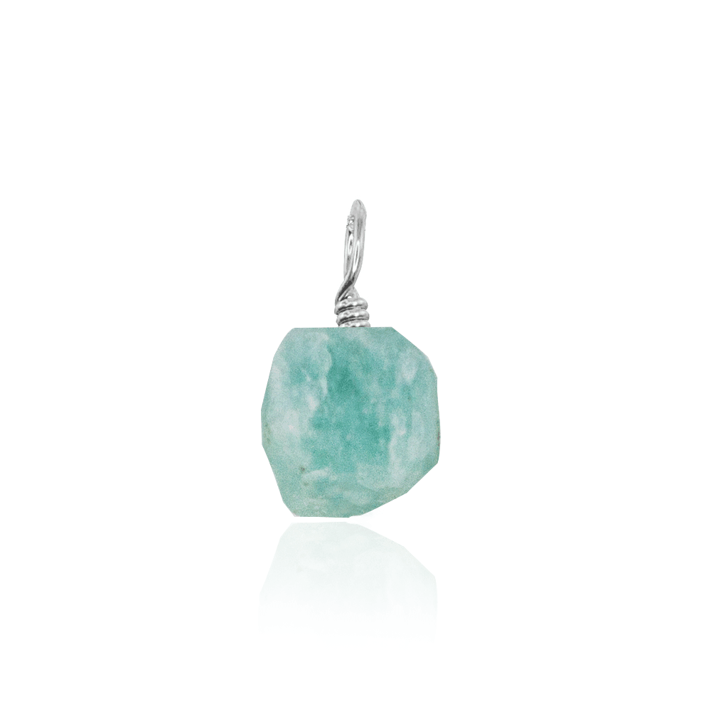 Tiny Raw Amazonite Crystal Pendant - Tiny Raw Amazonite Crystal Pendant - Sterling Silver - Luna Tide Handmade Crystal Jewellery