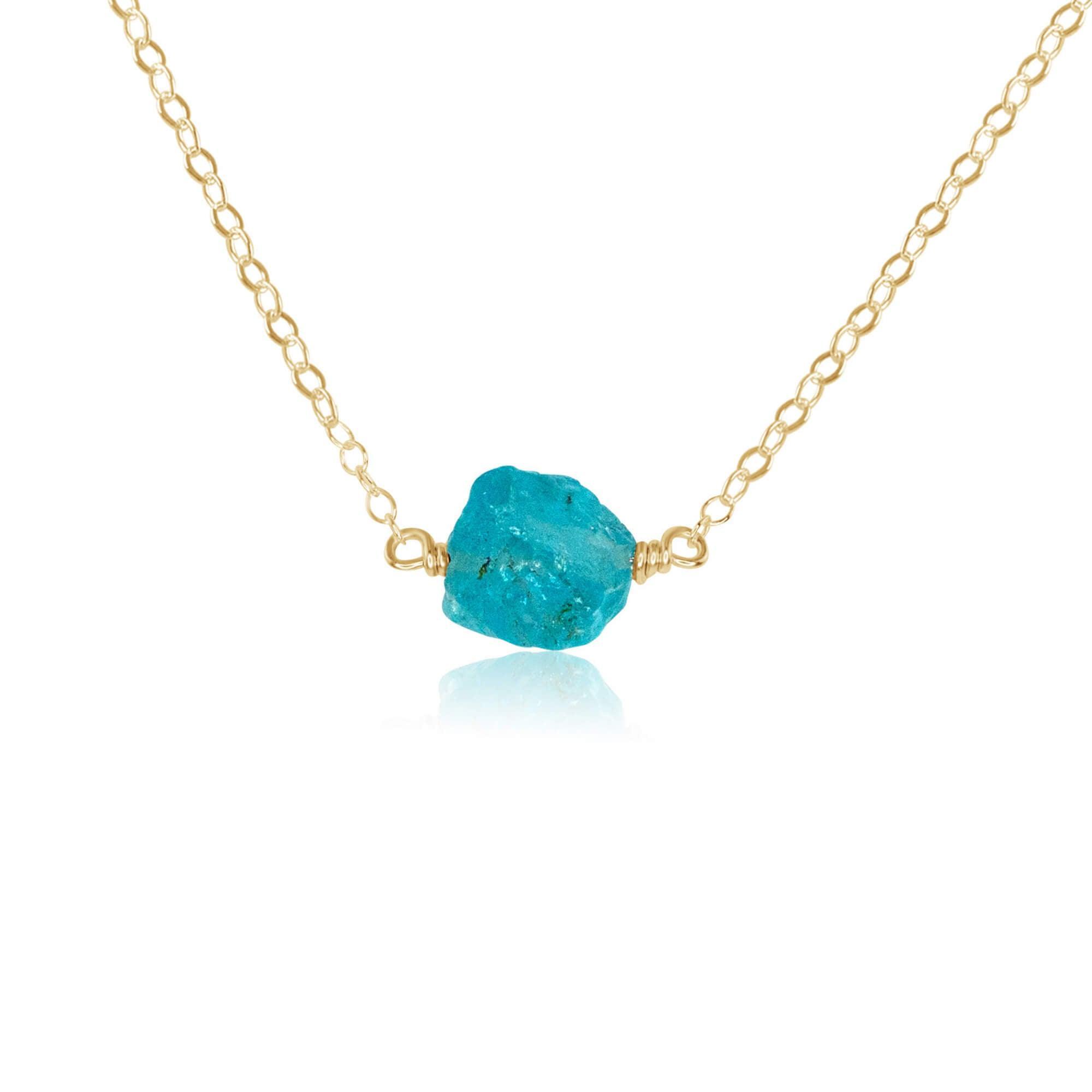 Tiny Raw Apatite Crystal Nugget Necklace - Tiny Raw Apatite Crystal Nugget Necklace - 14k Gold Fill - Luna Tide Handmade Crystal Jewellery