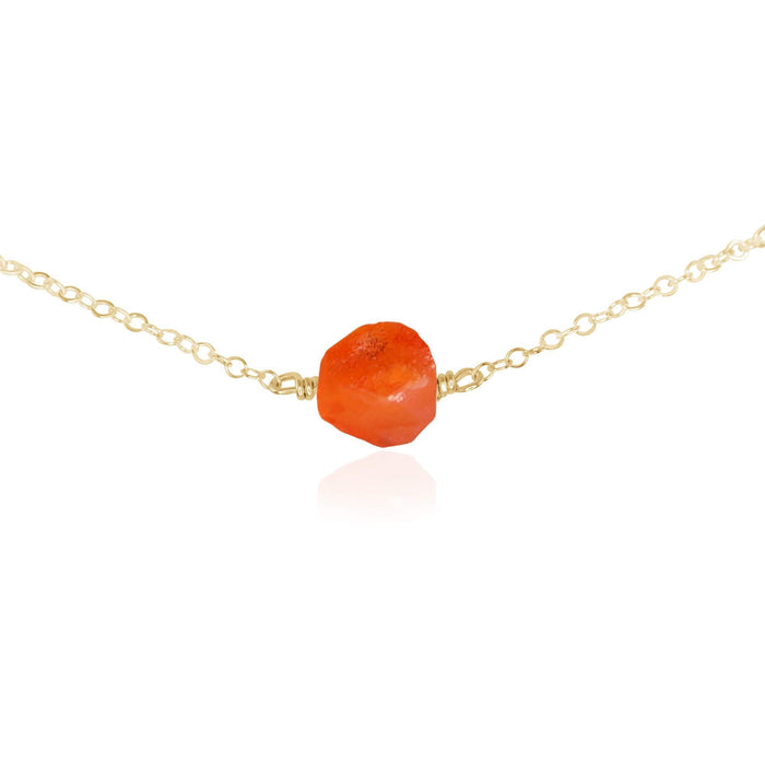 Tiny Raw Carnelian Crystal Nugget Choker - Tiny Raw Carnelian Crystal Nugget Choker - 14k Gold Fill - Luna Tide Handmade Crystal Jewellery
