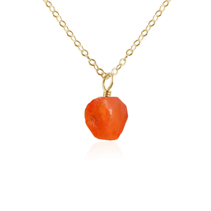 Tiny Raw Carnelian Pendant Necklace - Tiny Raw Carnelian Pendant Necklace - 14k Gold Fill / Cable - Luna Tide Handmade Crystal Jewellery