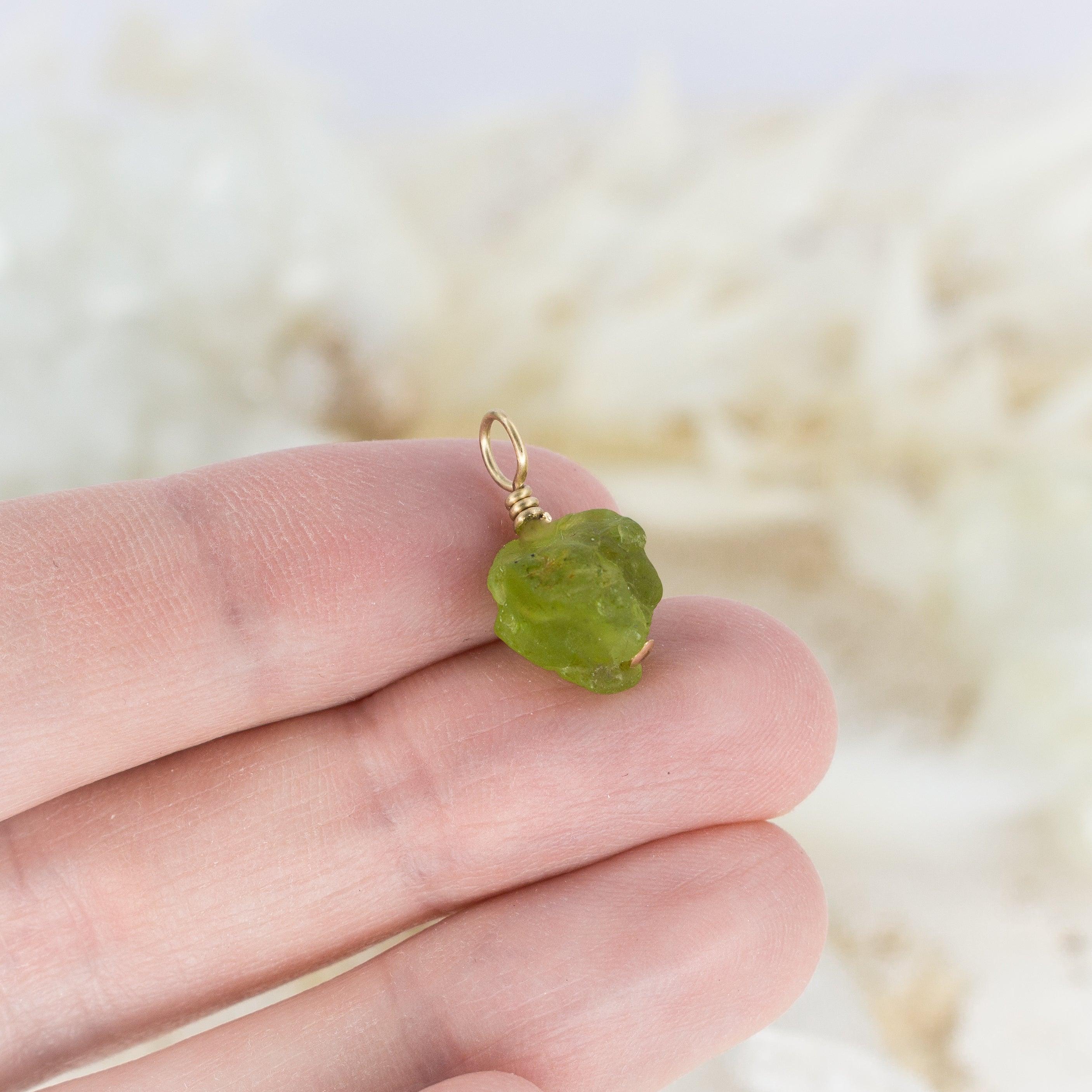 Tiny Raw Peridot Crystal Pendant - Tiny Raw Peridot Crystal Pendant - 14k Gold Fill - Luna Tide Handmade Crystal Jewellery