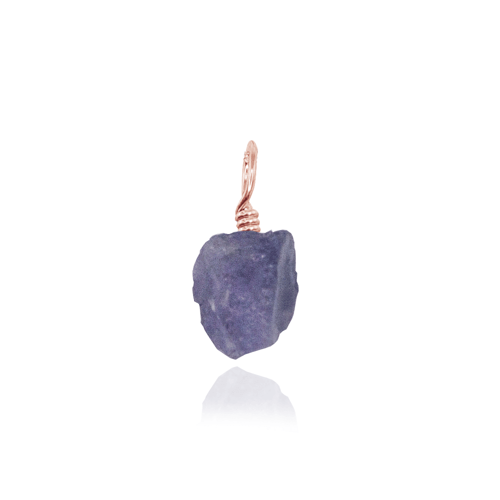 Tiny Raw Tanzanite Crystal Pendant - Tiny Raw Tanzanite Crystal Pendant - 14k Rose Gold Fill - Luna Tide Handmade Crystal Jewellery